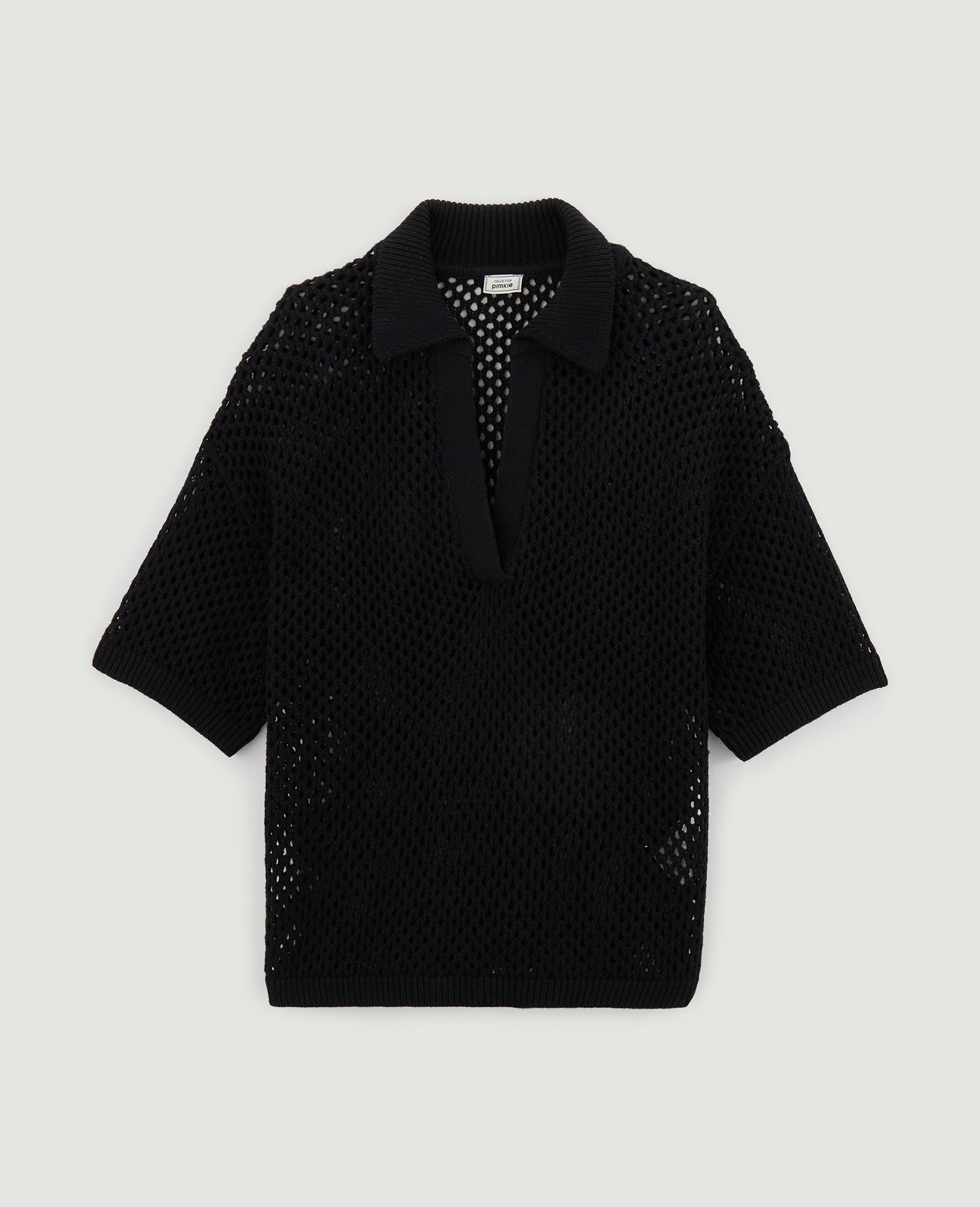 Top col polo maille ajourée noir - Pimkie