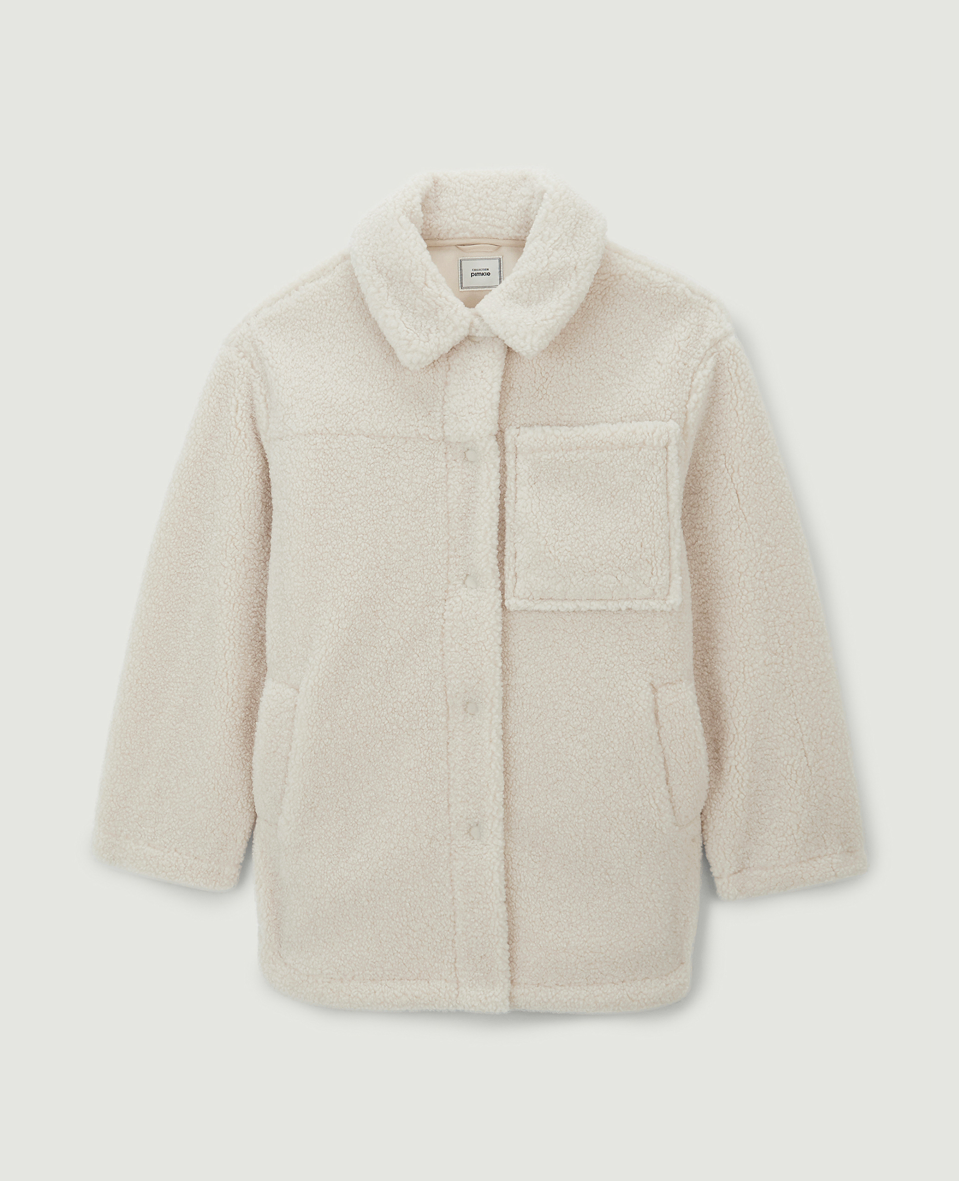 Veste droite en sherpa gris - Pimkie