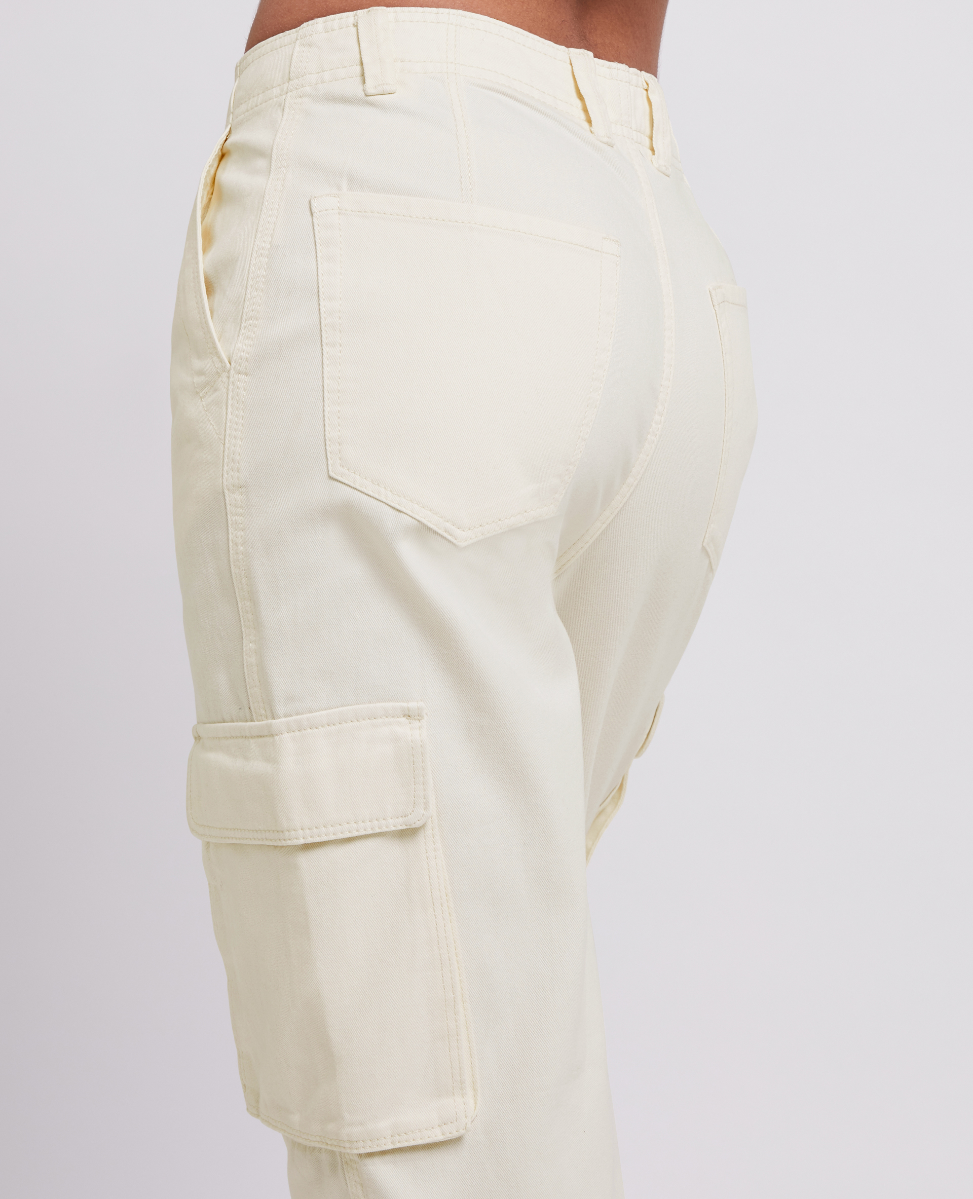 Pantalon droit cargo taille haute beige - Pimkie