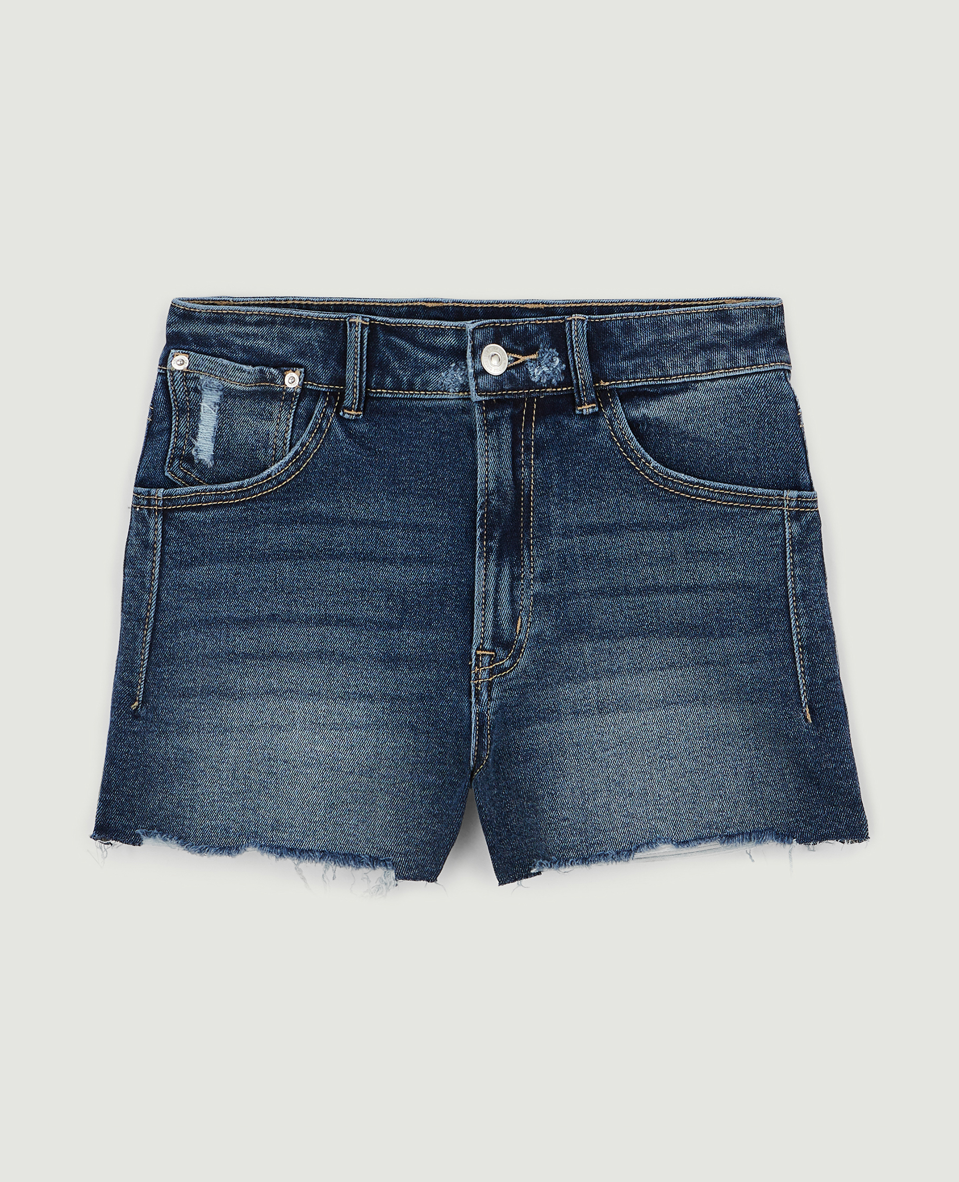 Short en jean destroy taille haute bleu denim - Pimkie