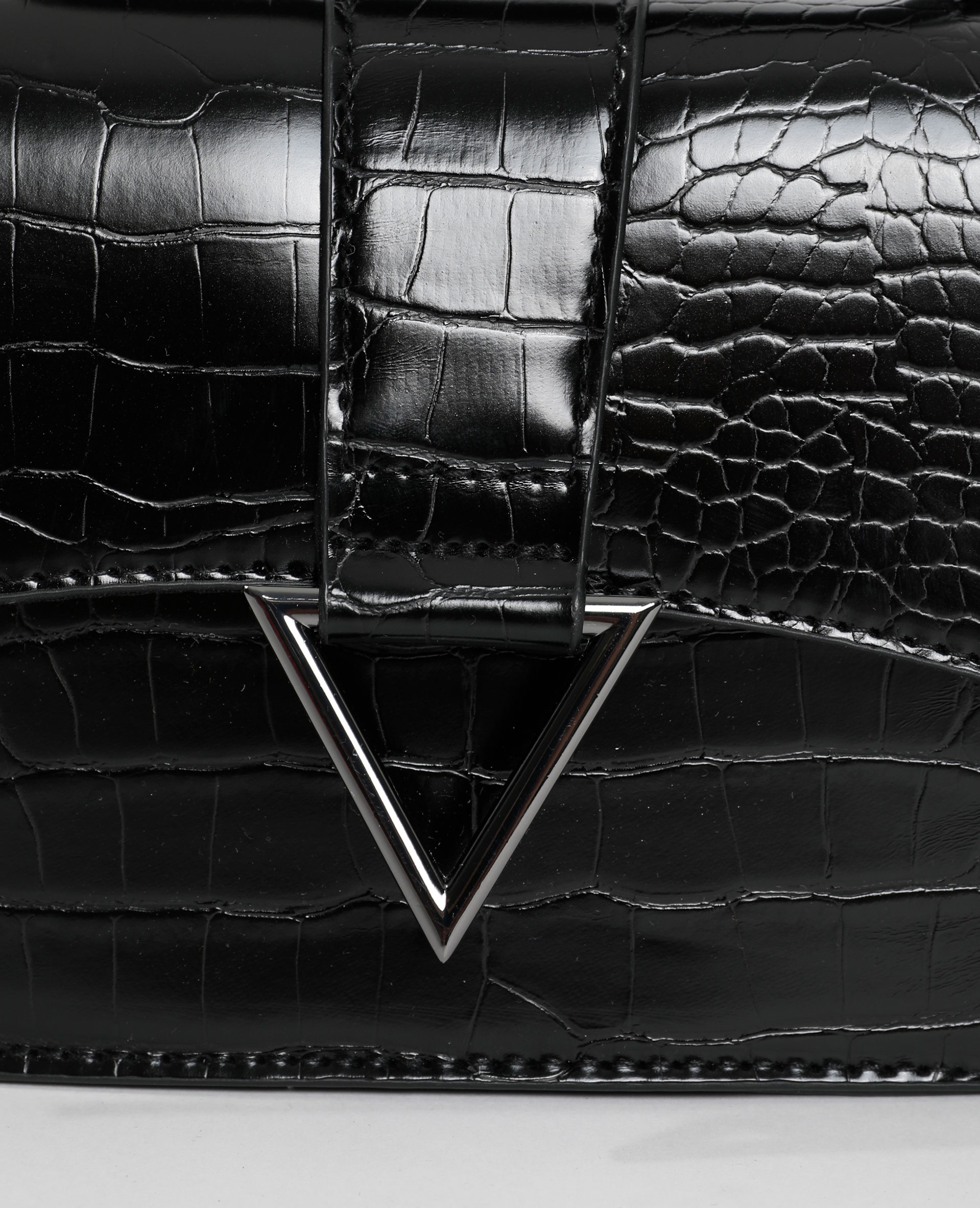 Sac boxy effet croco noir - Pimkie