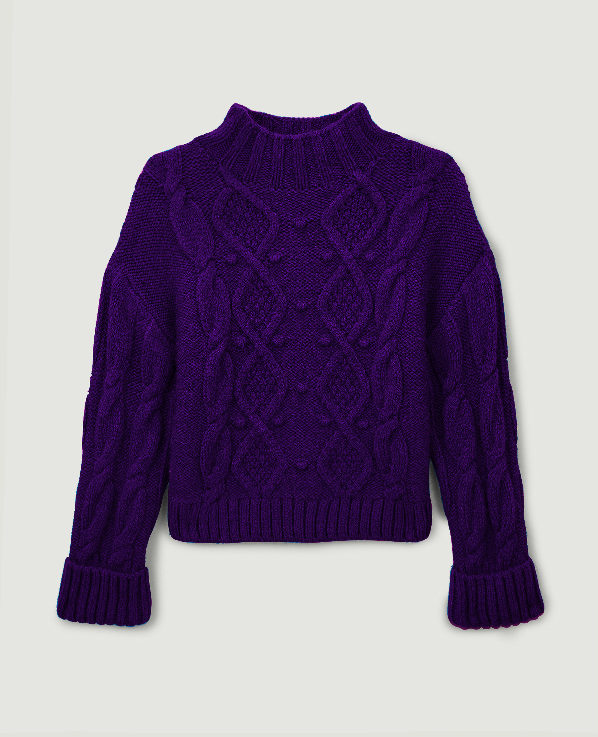 Pull maille fantaisie col montant violet - Pimkie