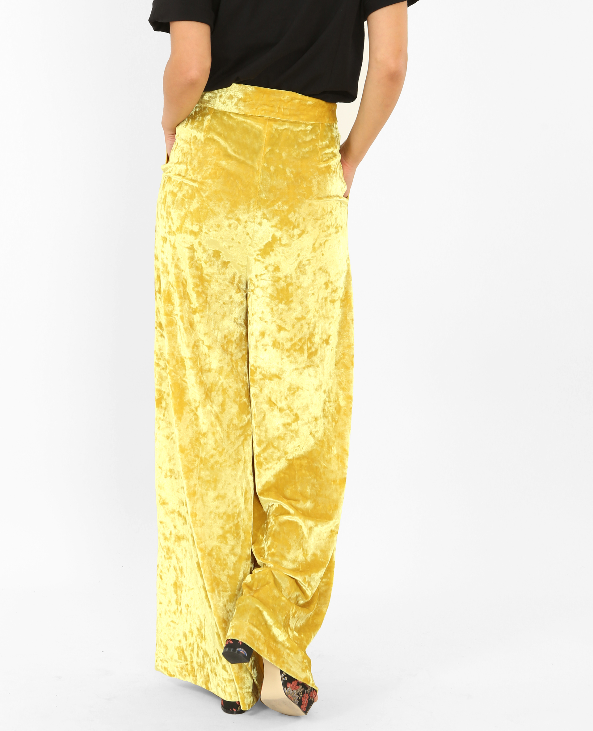Pantalon flare effet velours jaune ocre - Pimkie