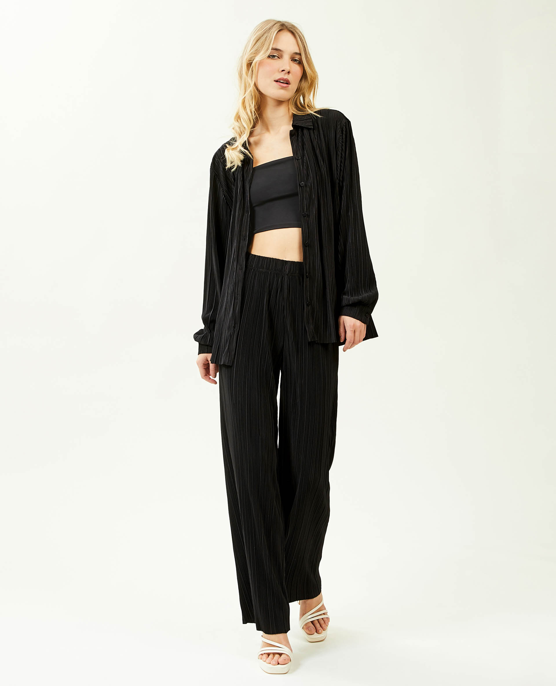 Pantalon large store plissé