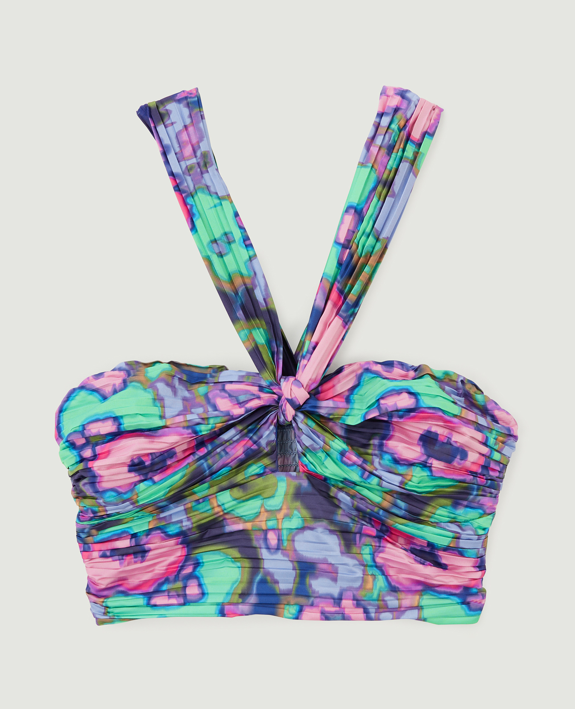 Top brassière en tissu satiné plissé violet - Pimkie