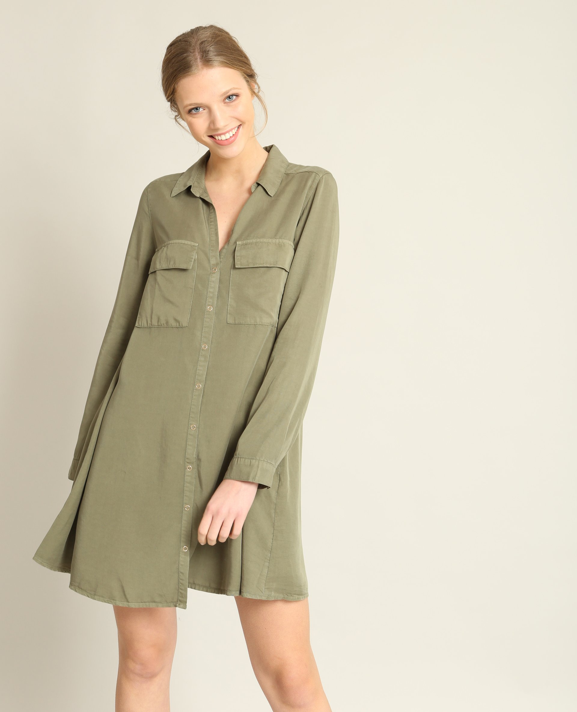 Robe chemise kaki deals