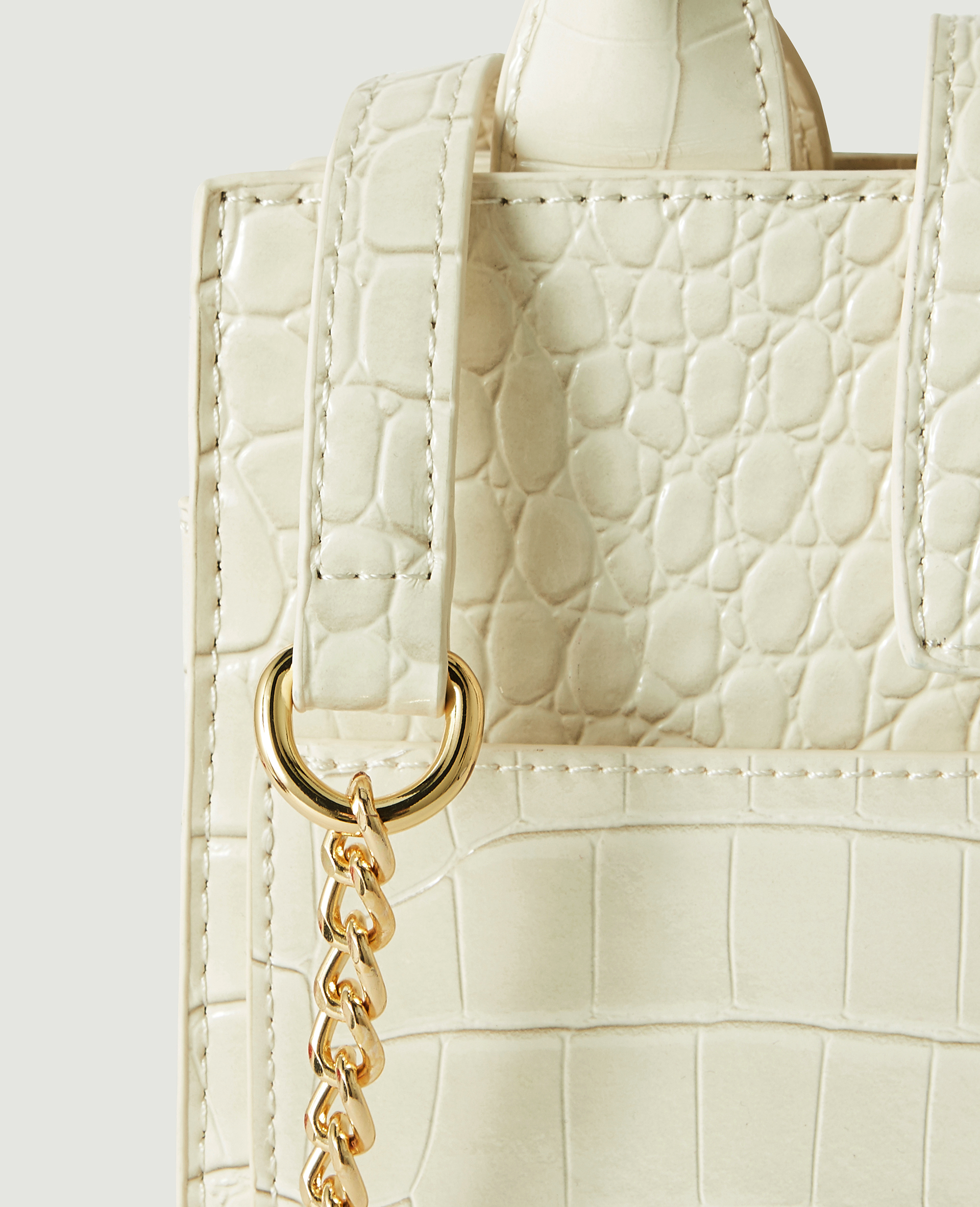 Sac boxy effet croco blanc - Pimkie