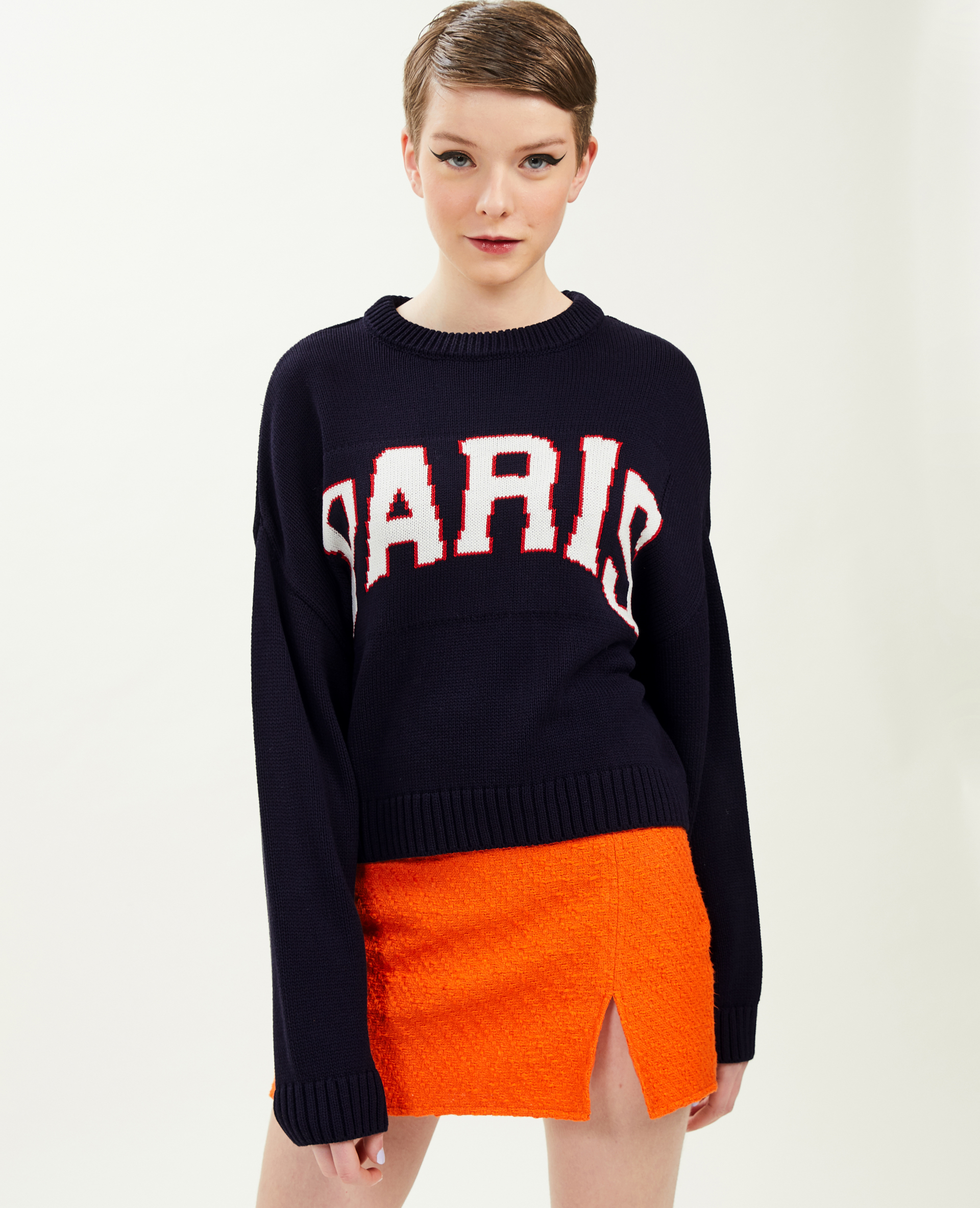 Pull court en maille bleu marine - Pimkie