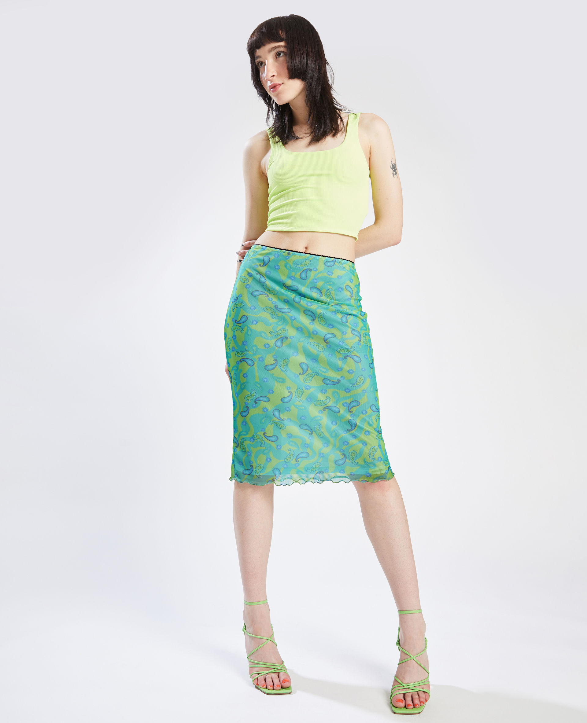 Jupe droite verte top