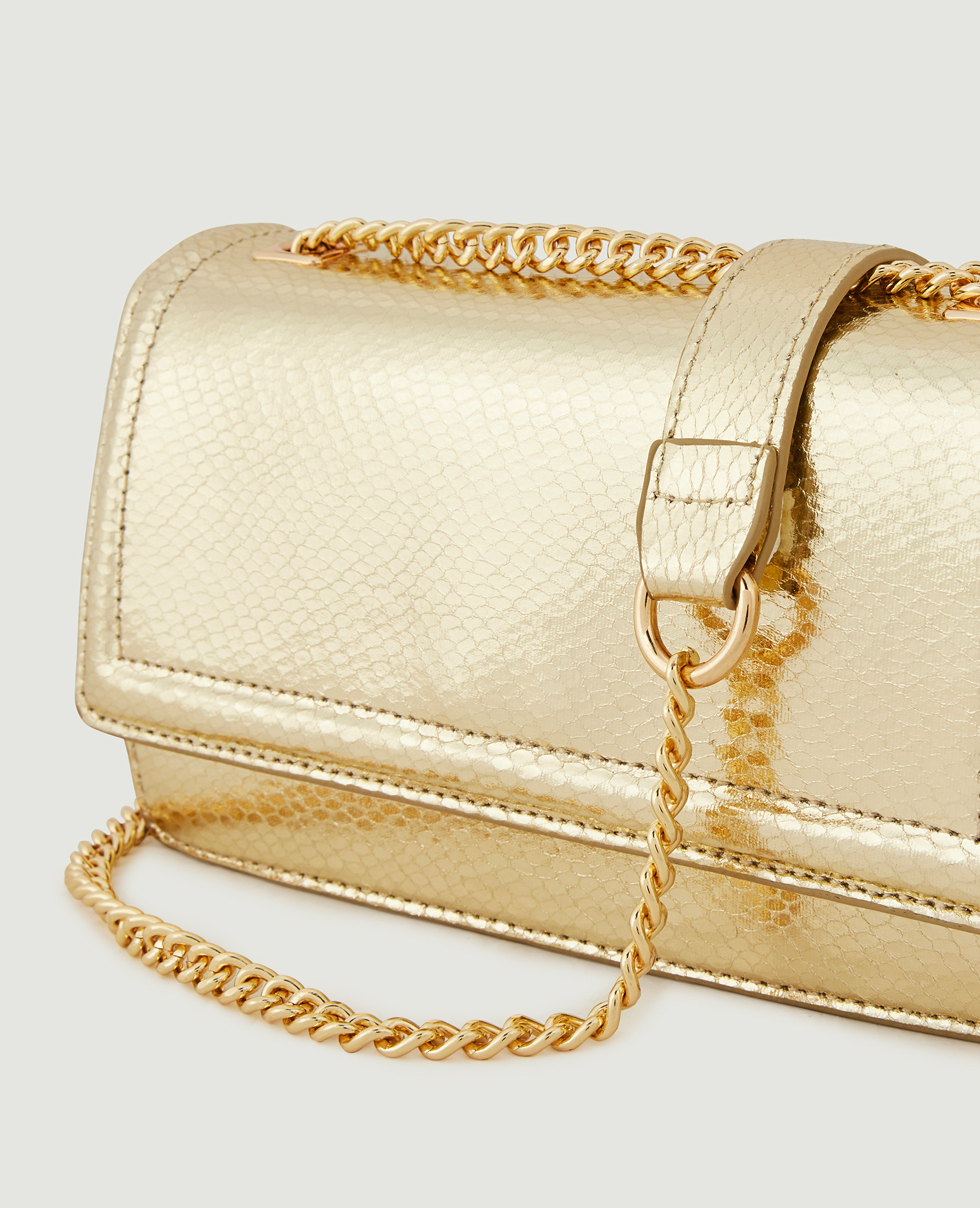 Sac rigide effet serpent doré - Pimkie