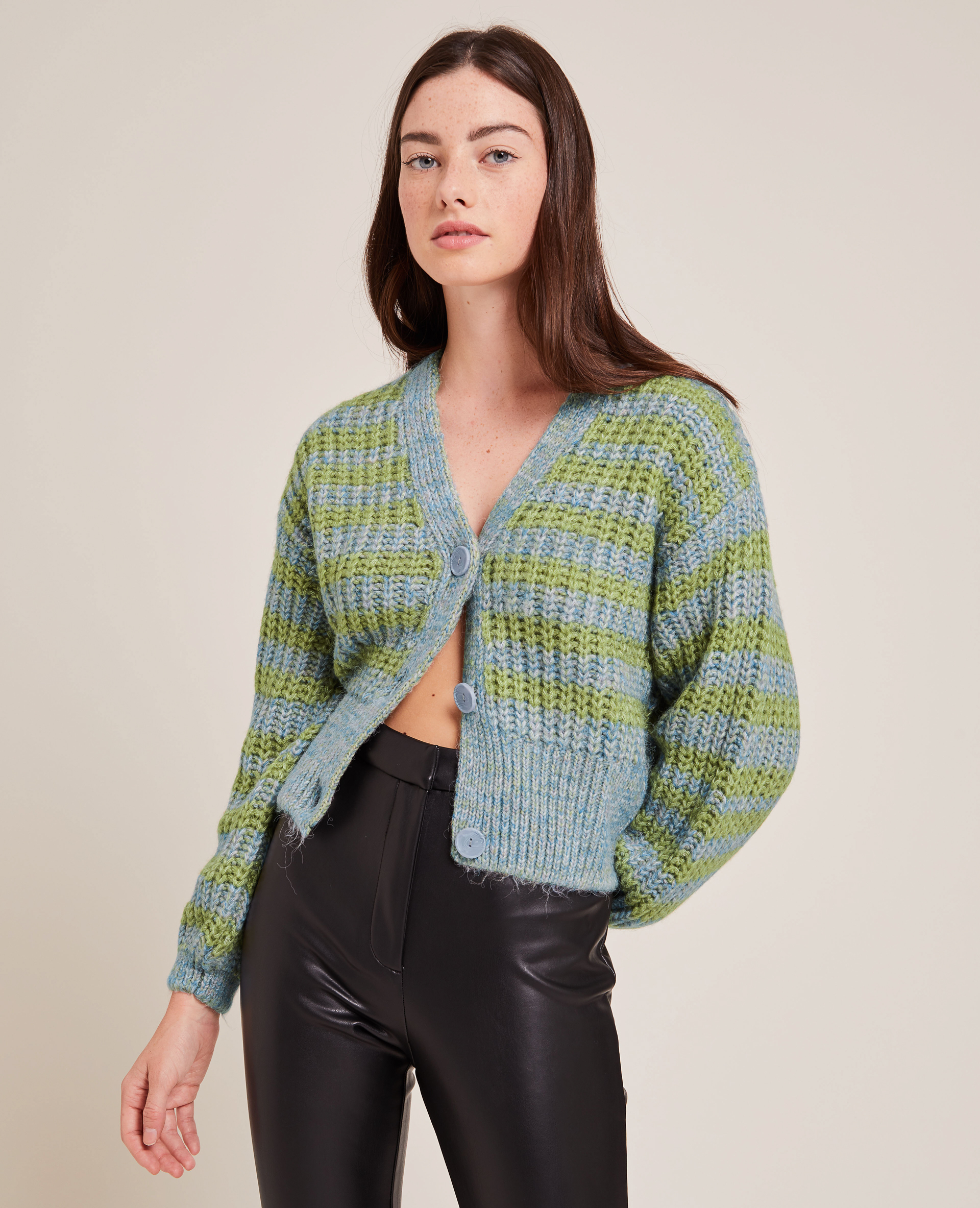 Gilet grosses mailles bleu - Pimkie