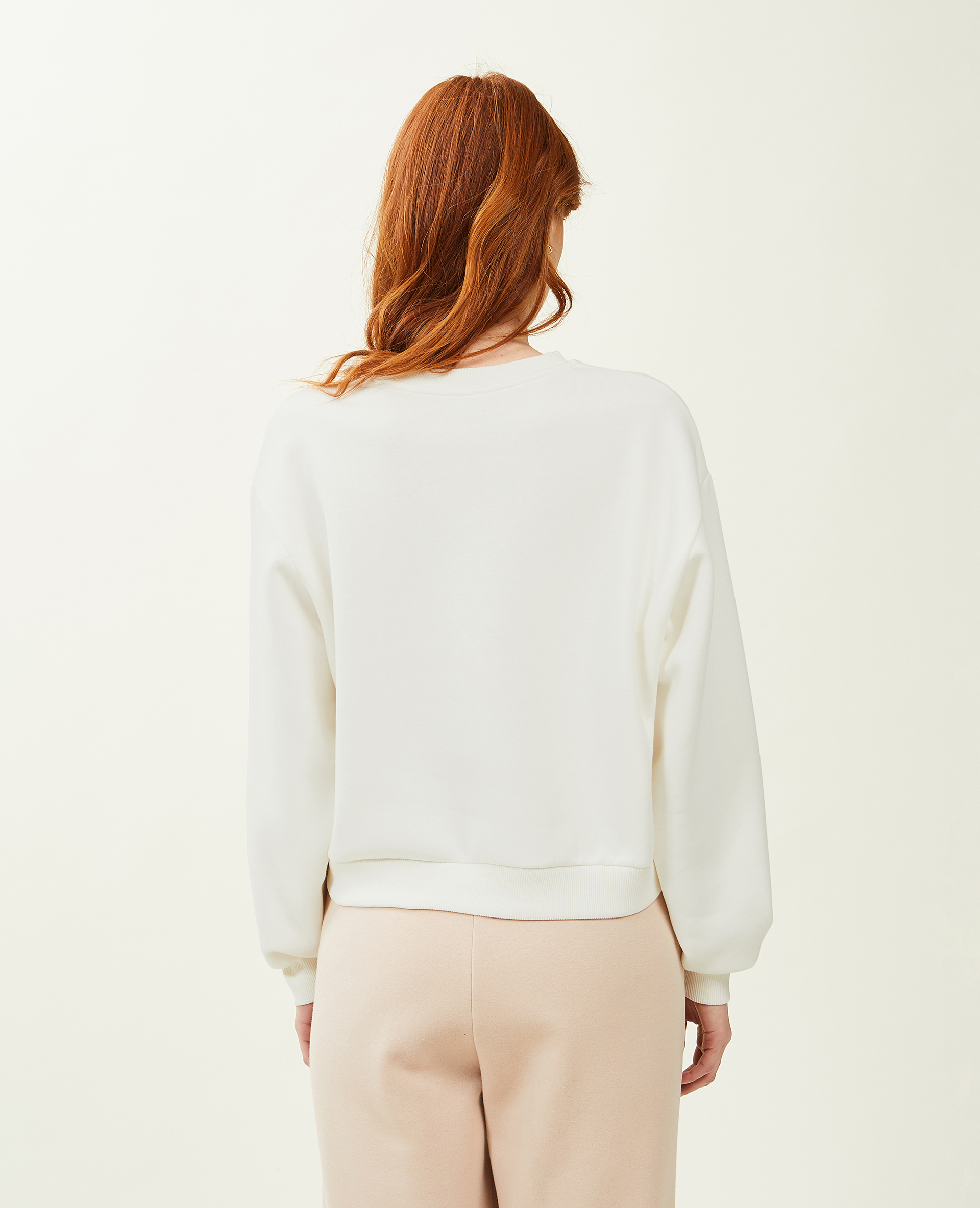Sweat col rond blanc - Pimkie