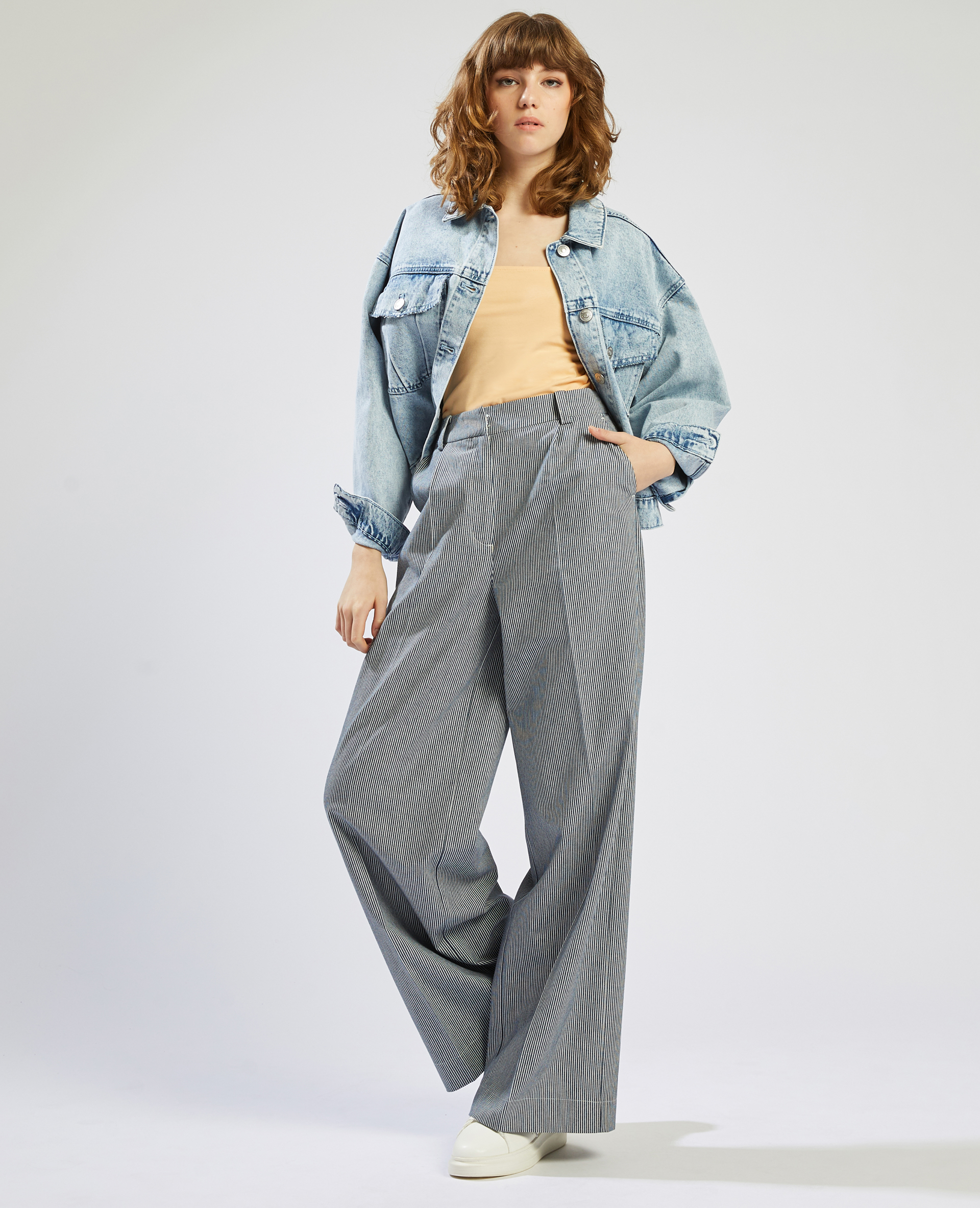 Pantalon ample bleu deals