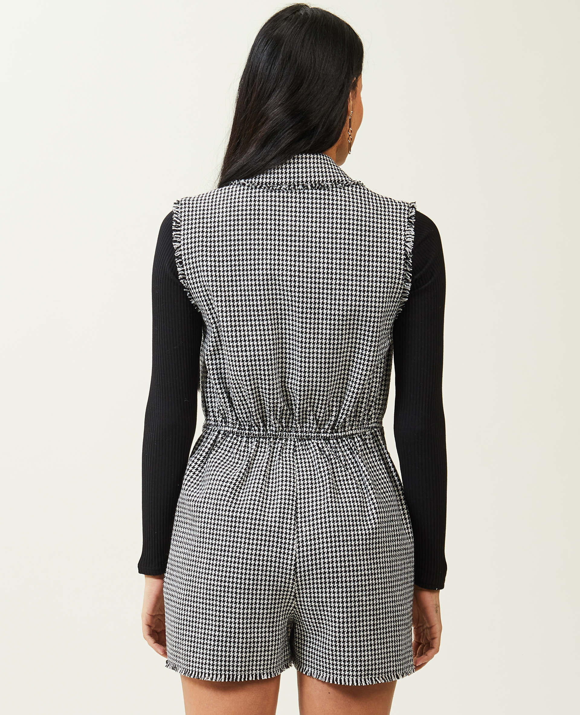 Combishort sans manches en tweed blanc - Pimkie