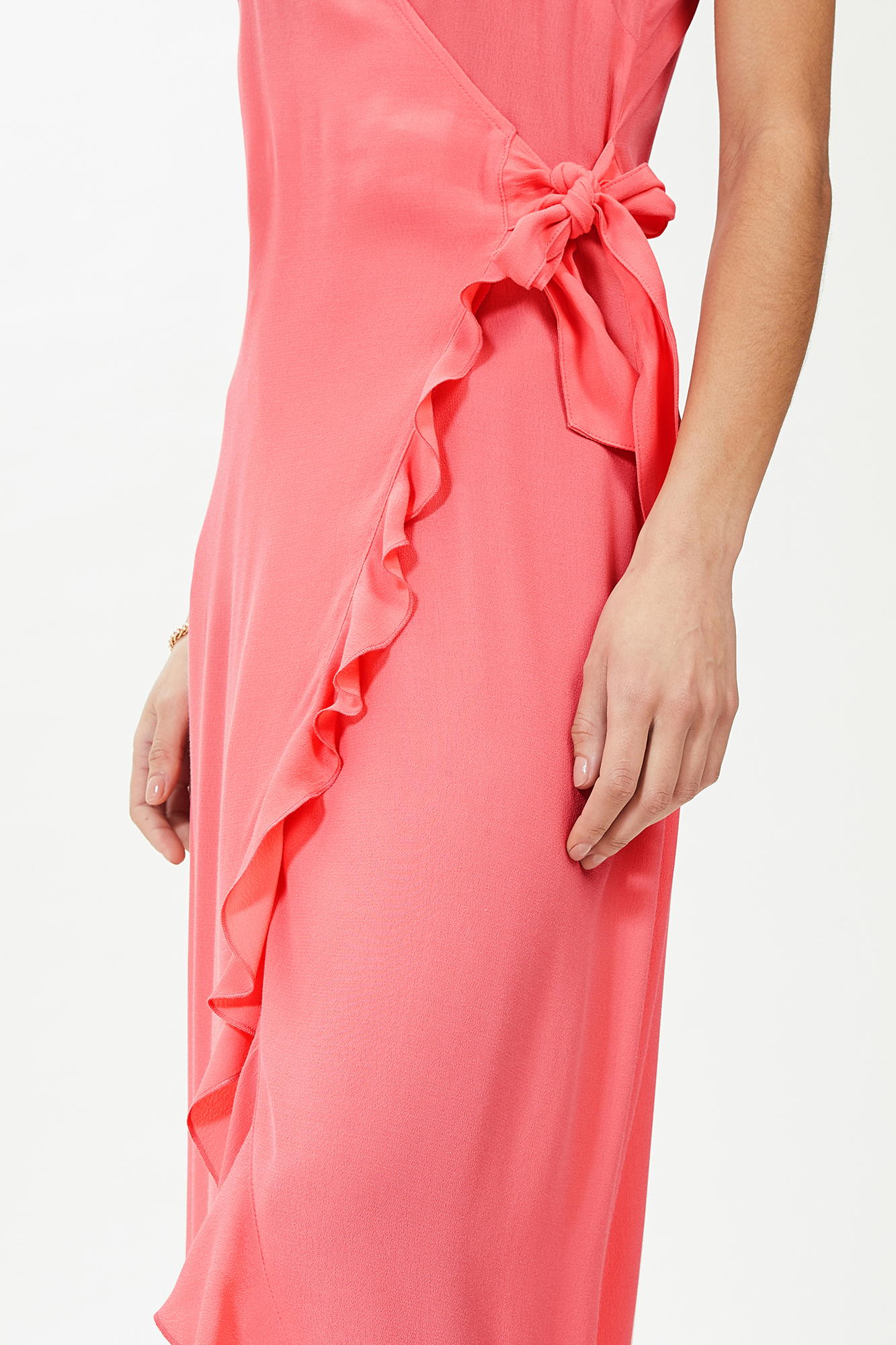 Robe longue porte-feuille avec volants rose - Pimkie