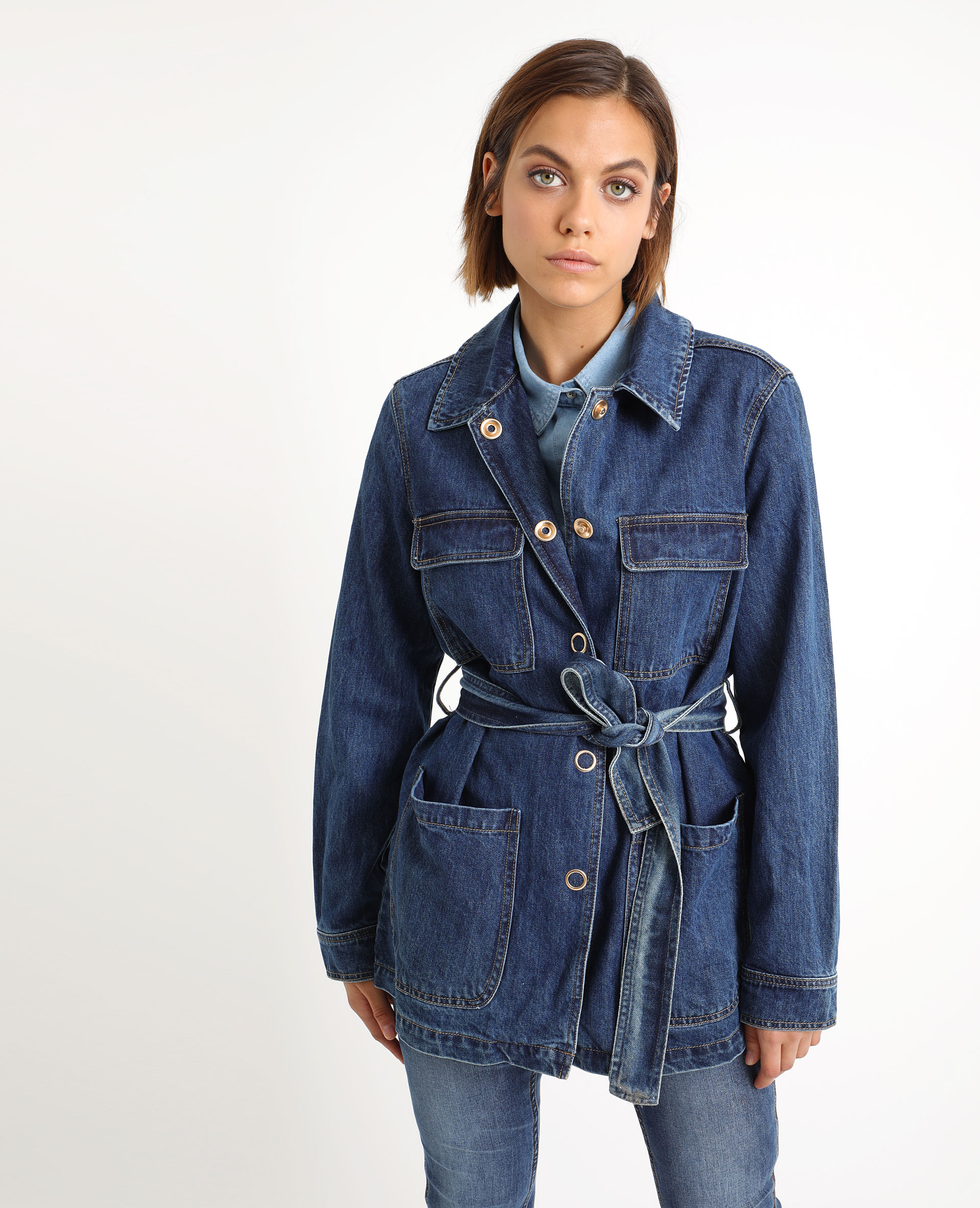 Veste en jean ceinture store