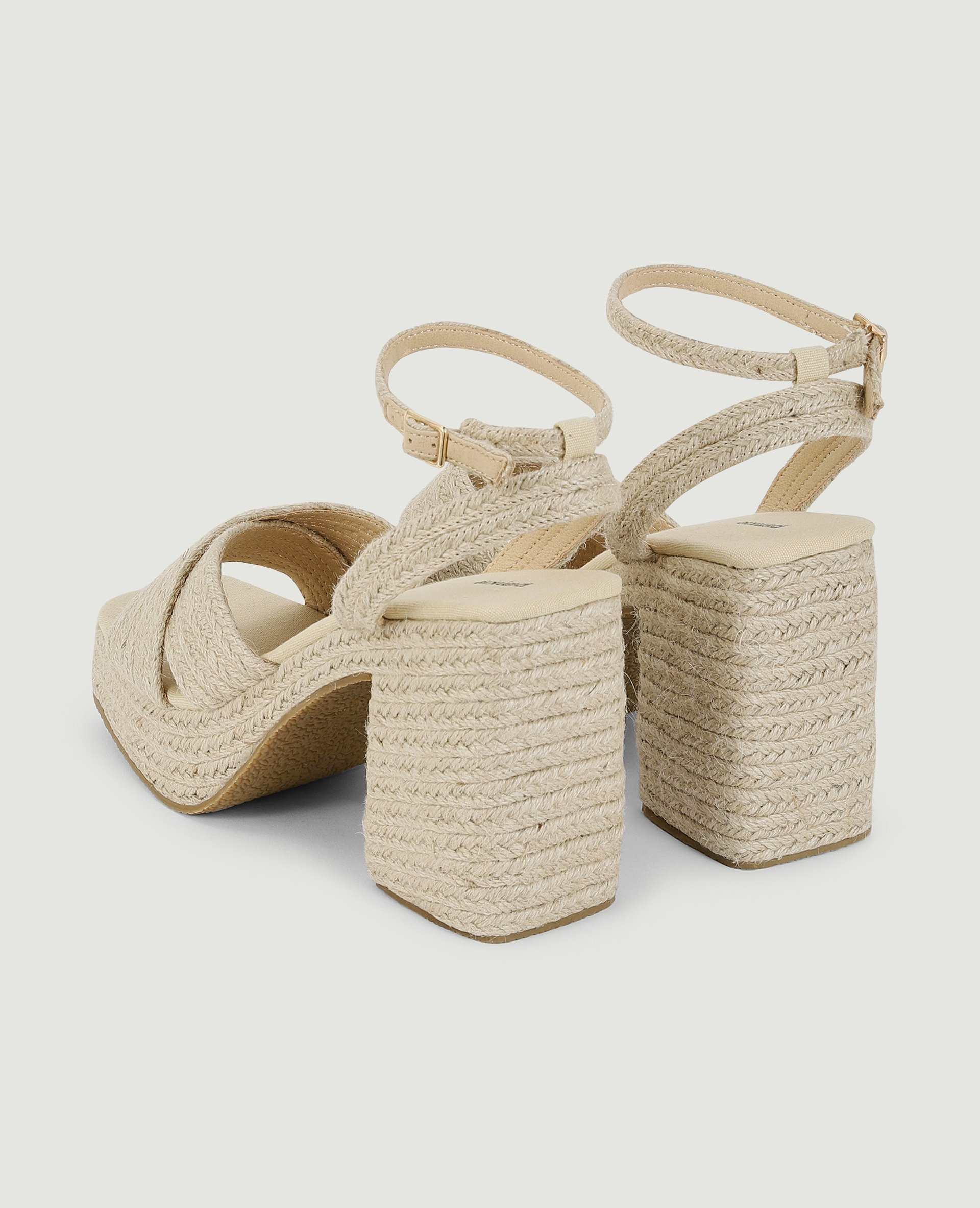 Sandales plateformes matière corde beige - Pimkie