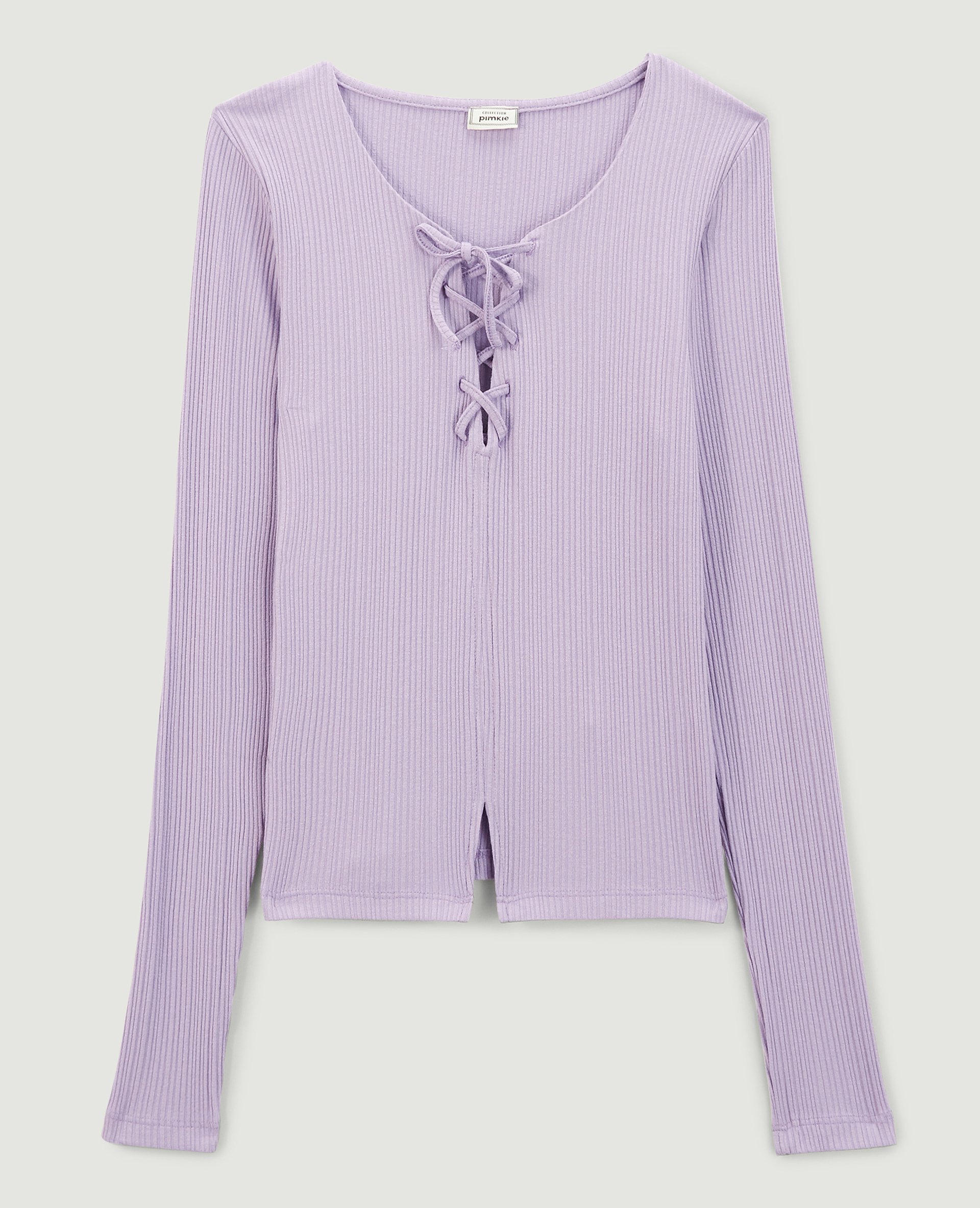T-shirt manches longues à lacets violet - Pimkie