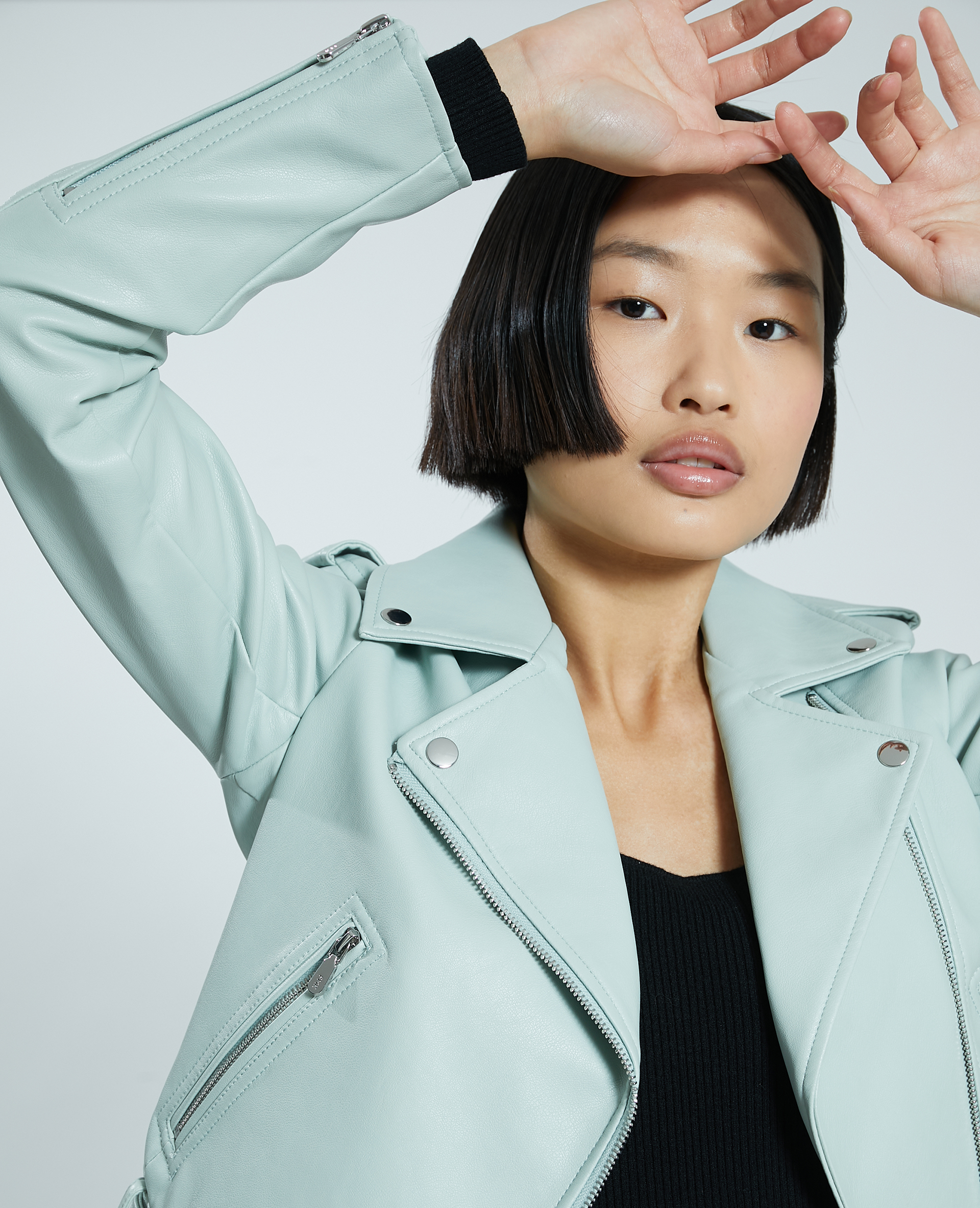 Veste simili cuir vert online