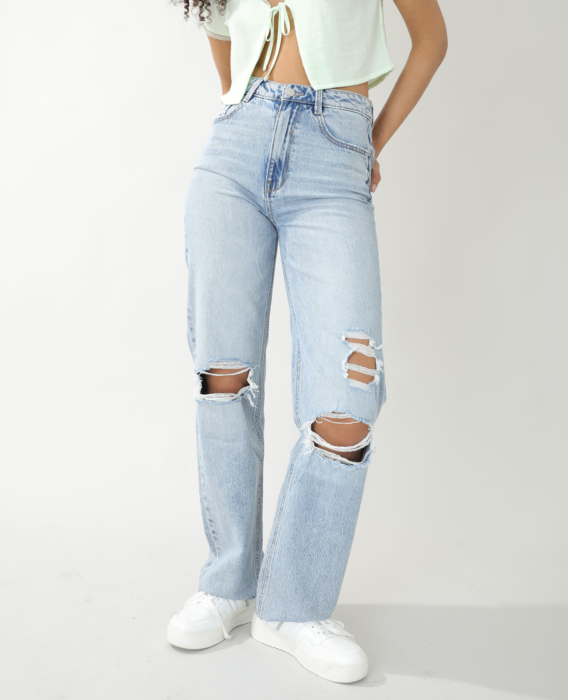 Jean straight high waist destroy | Pimkie Jean straight high waist destroy | Pimkie