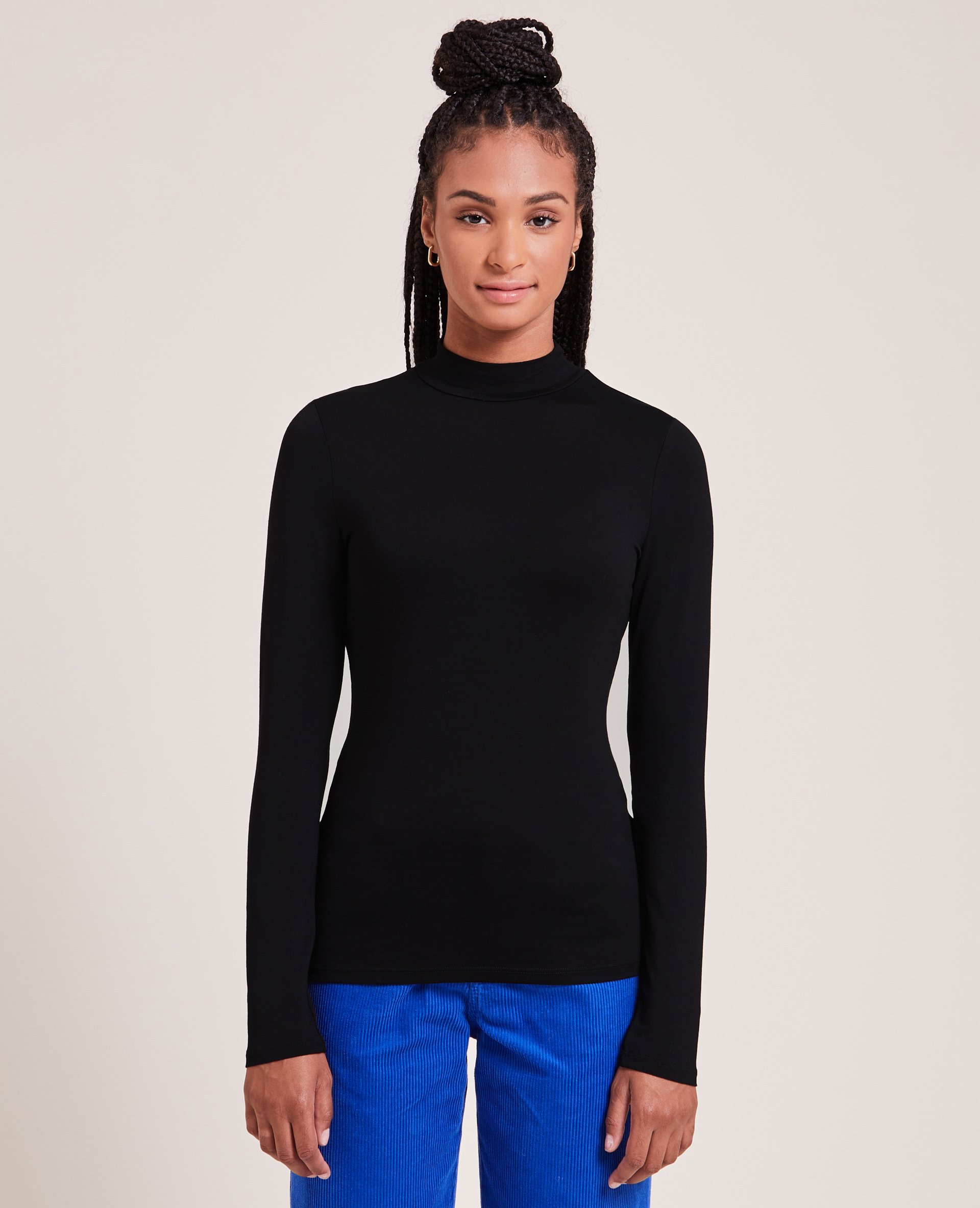 Top manches longues col montant noir - Pimkie