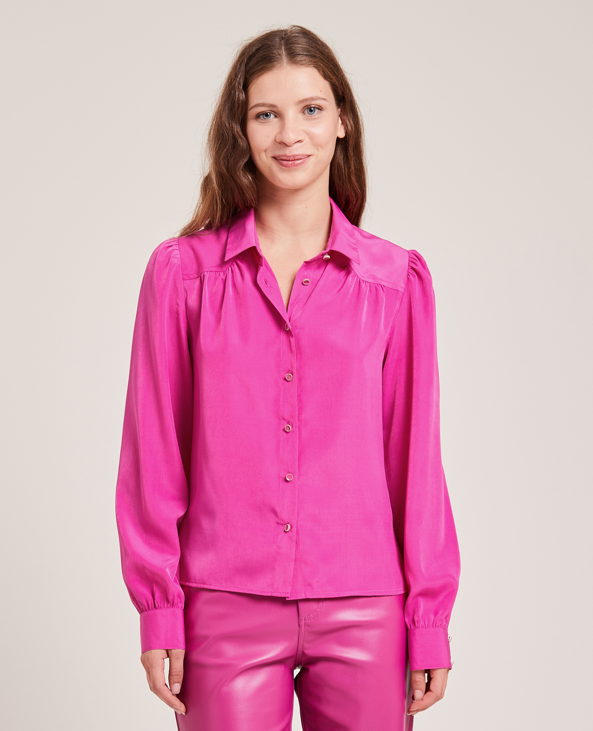 Chemise fluide boutons métalliques rose - Pimkie