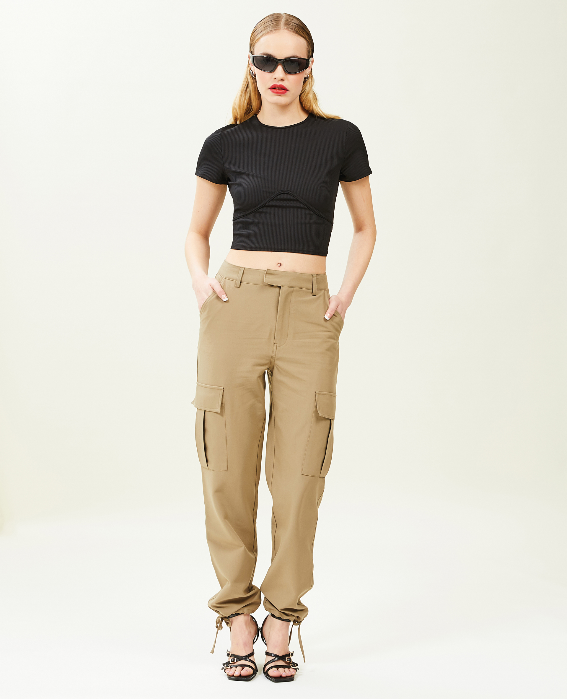 Pantalon cargo bas resserrables vert kaki - Pimkie