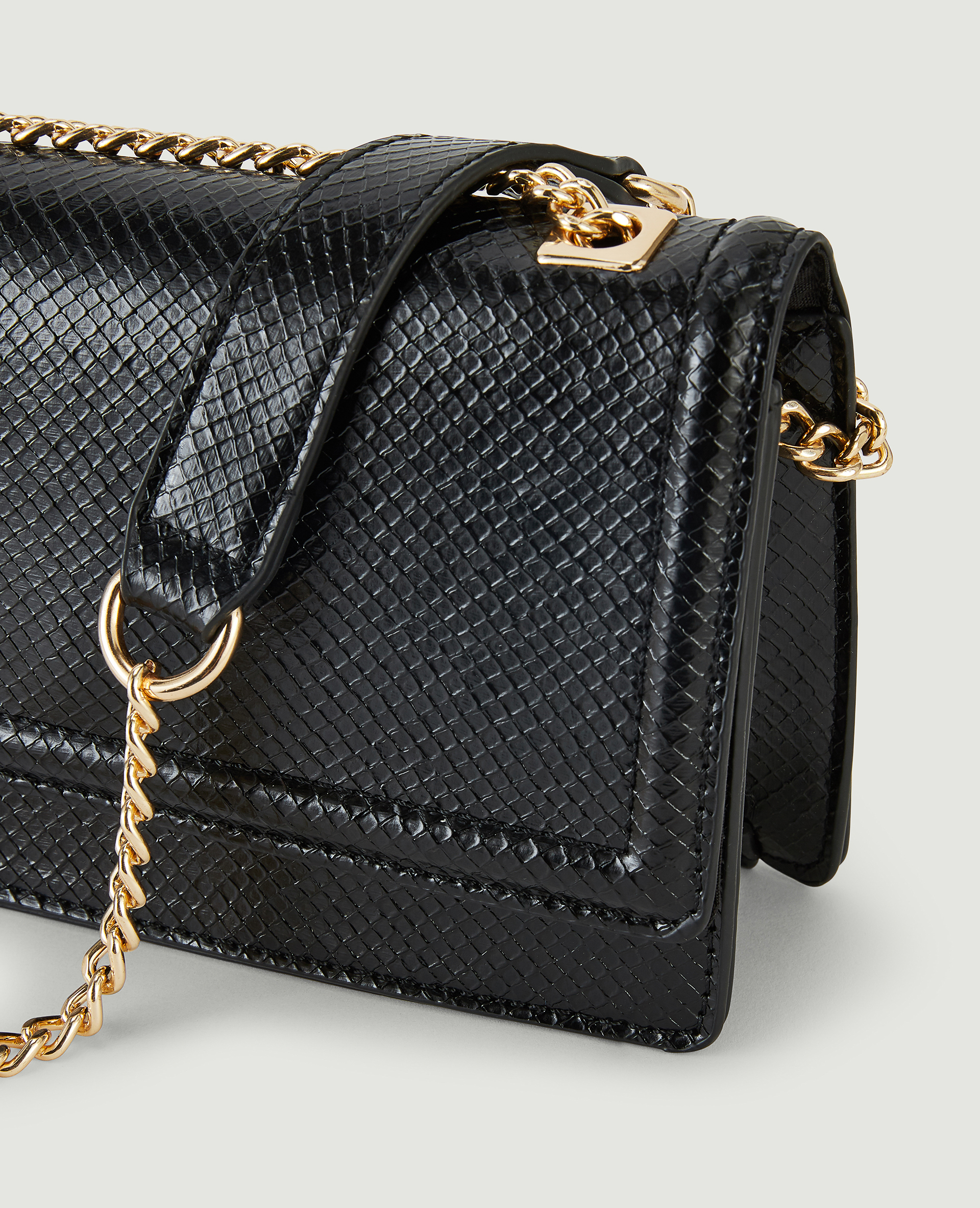 Sac rigide effet serpent noir - Pimkie