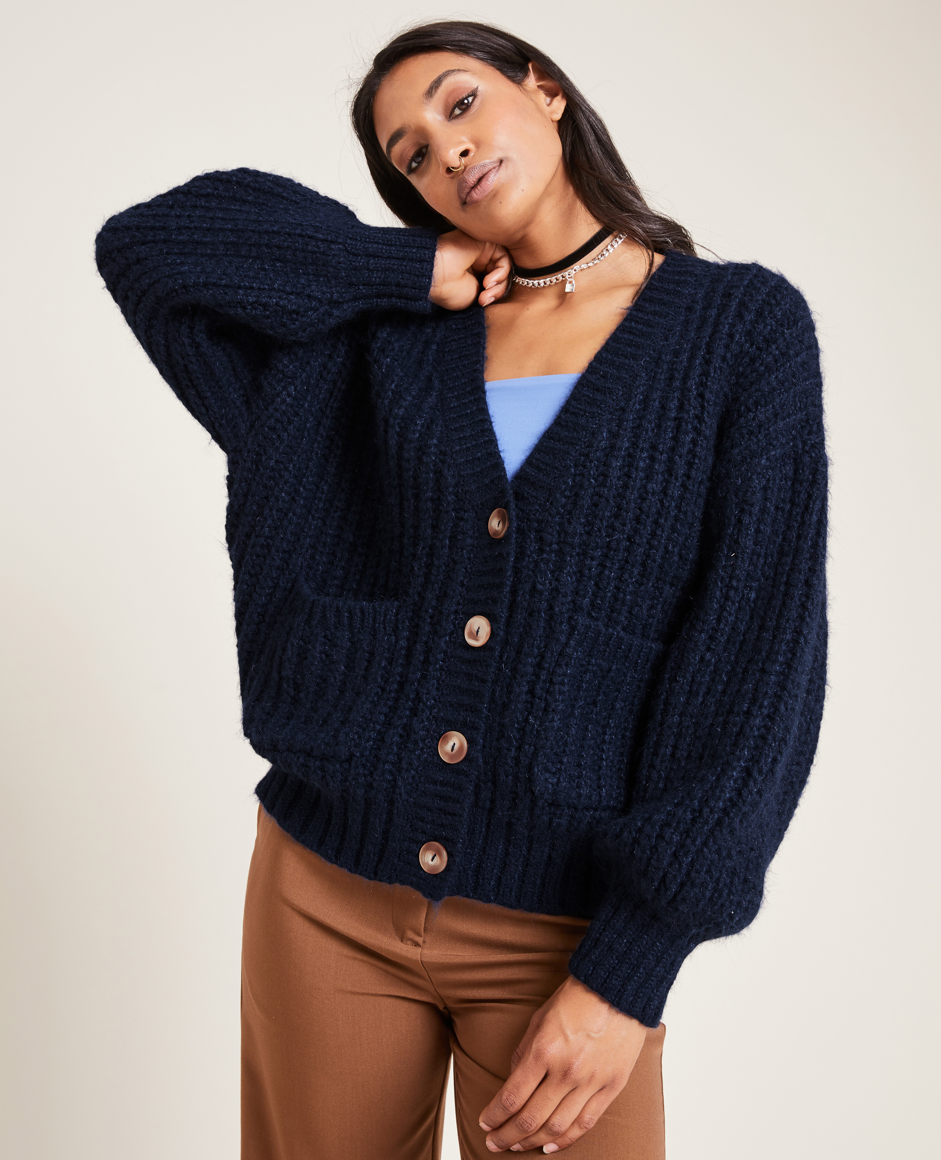 Gilet grosses top mailles femme