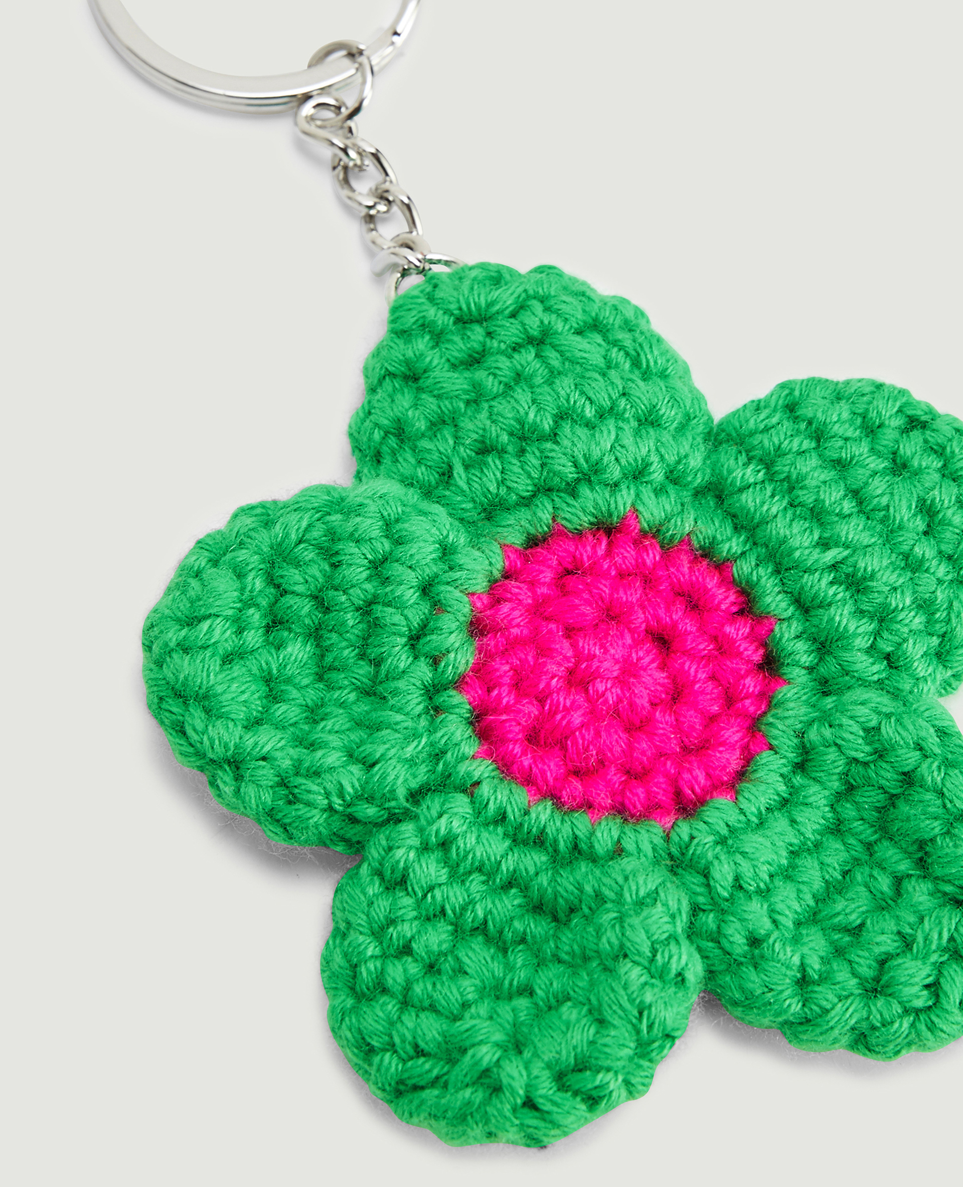 Porte-clé fleur en tricot bleu - Pimkie