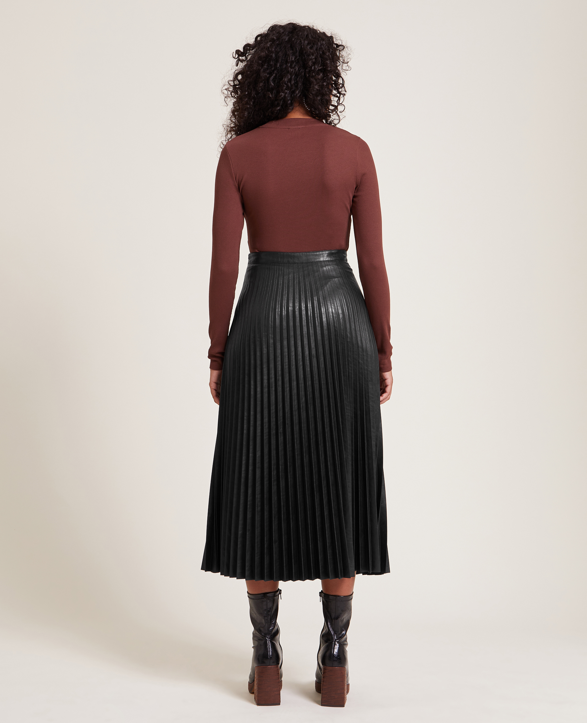 Jupe midi plissée simili cuir Pimkie