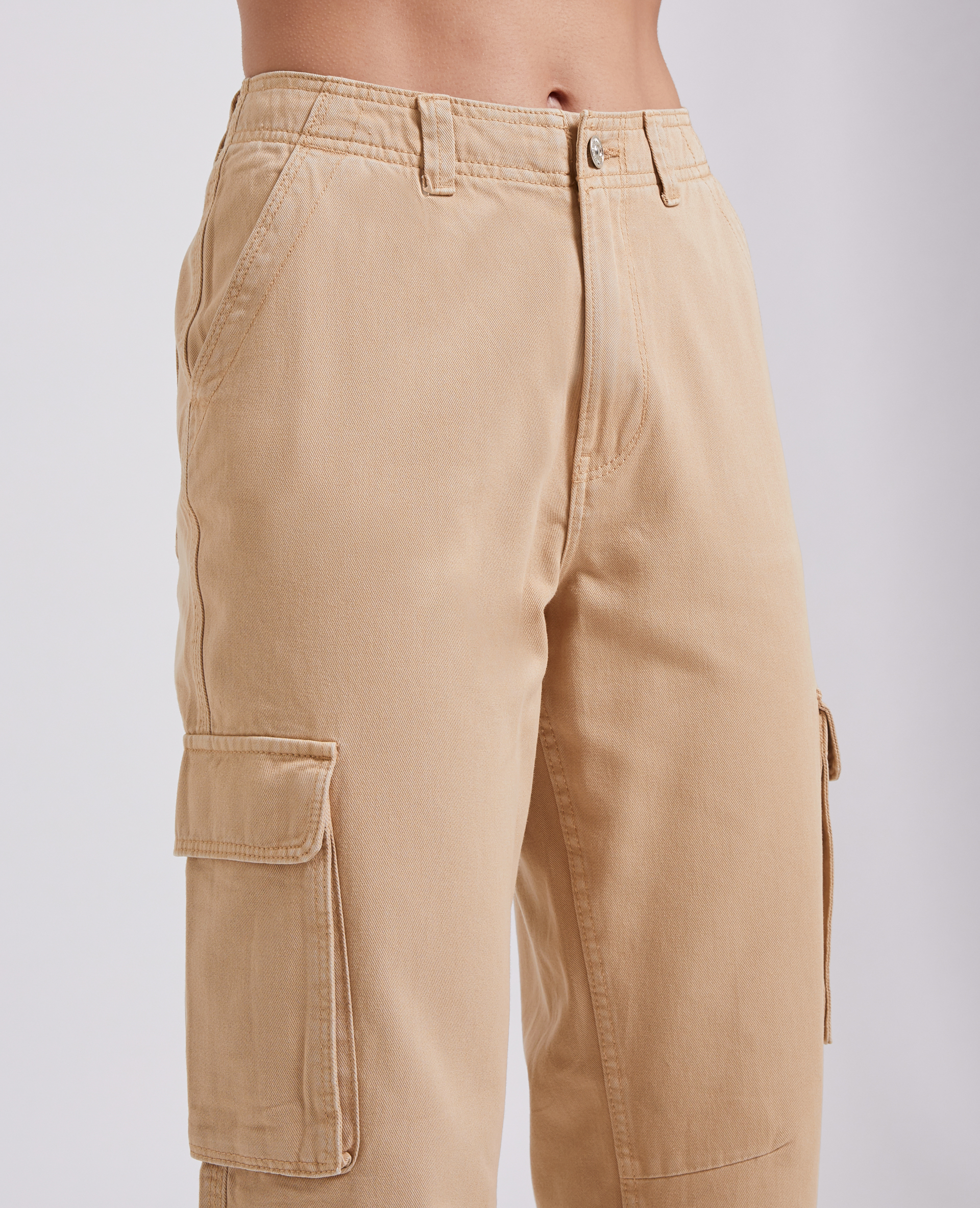 Pantalon droit cargo taille haute blanc - Pimkie