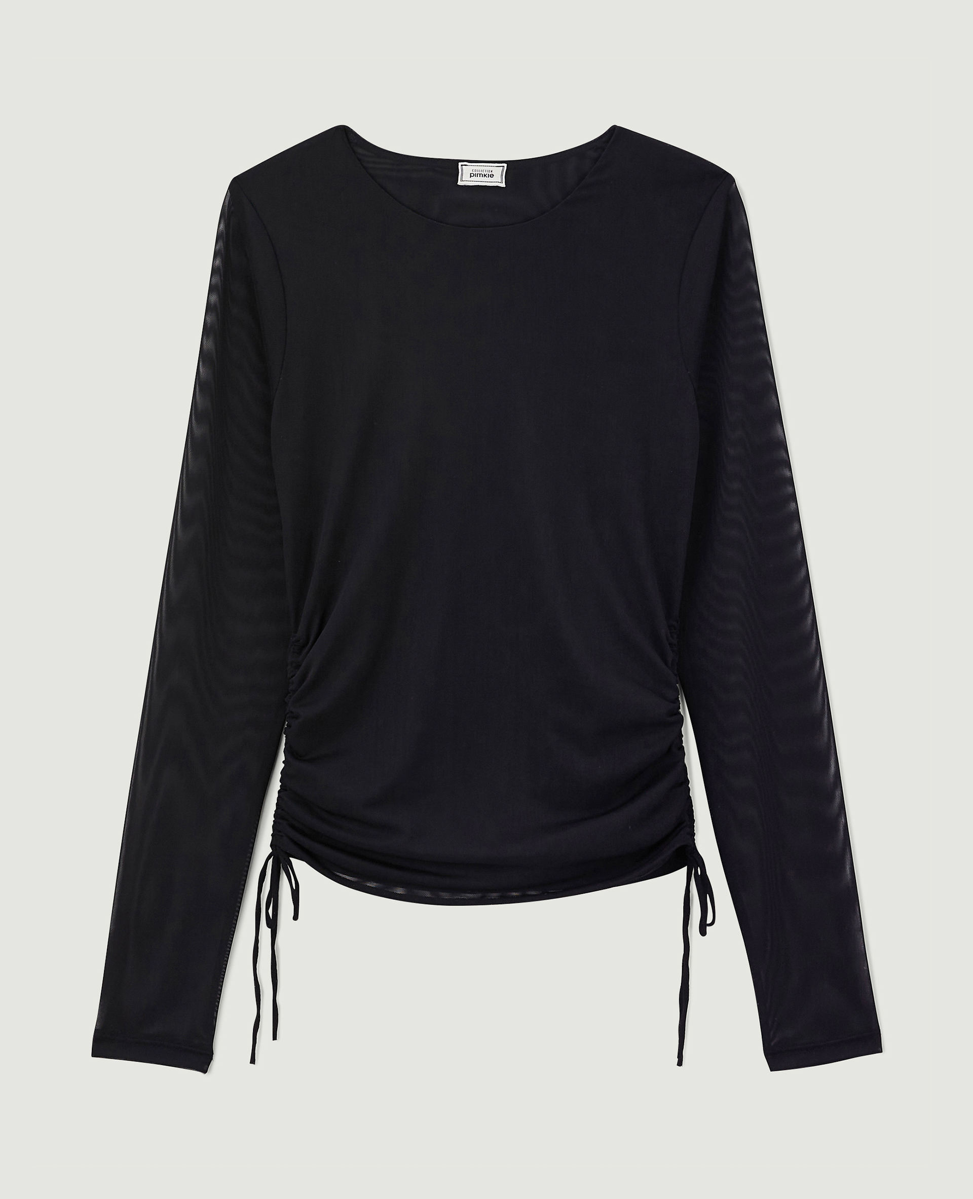 Top micro-mesh avec liens coulissants noir - Pimkie