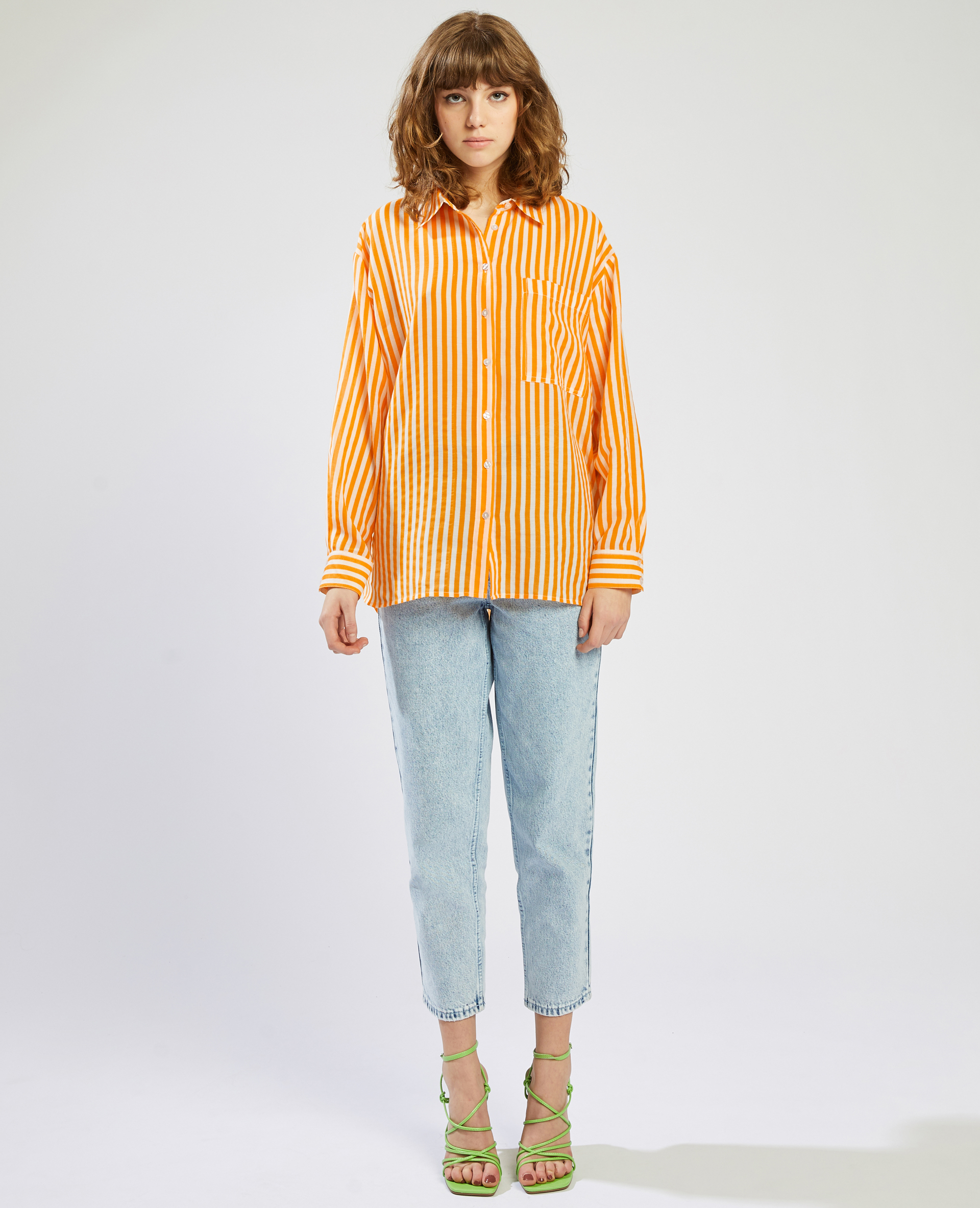 Chemise fluide rayée orange - Pimkie