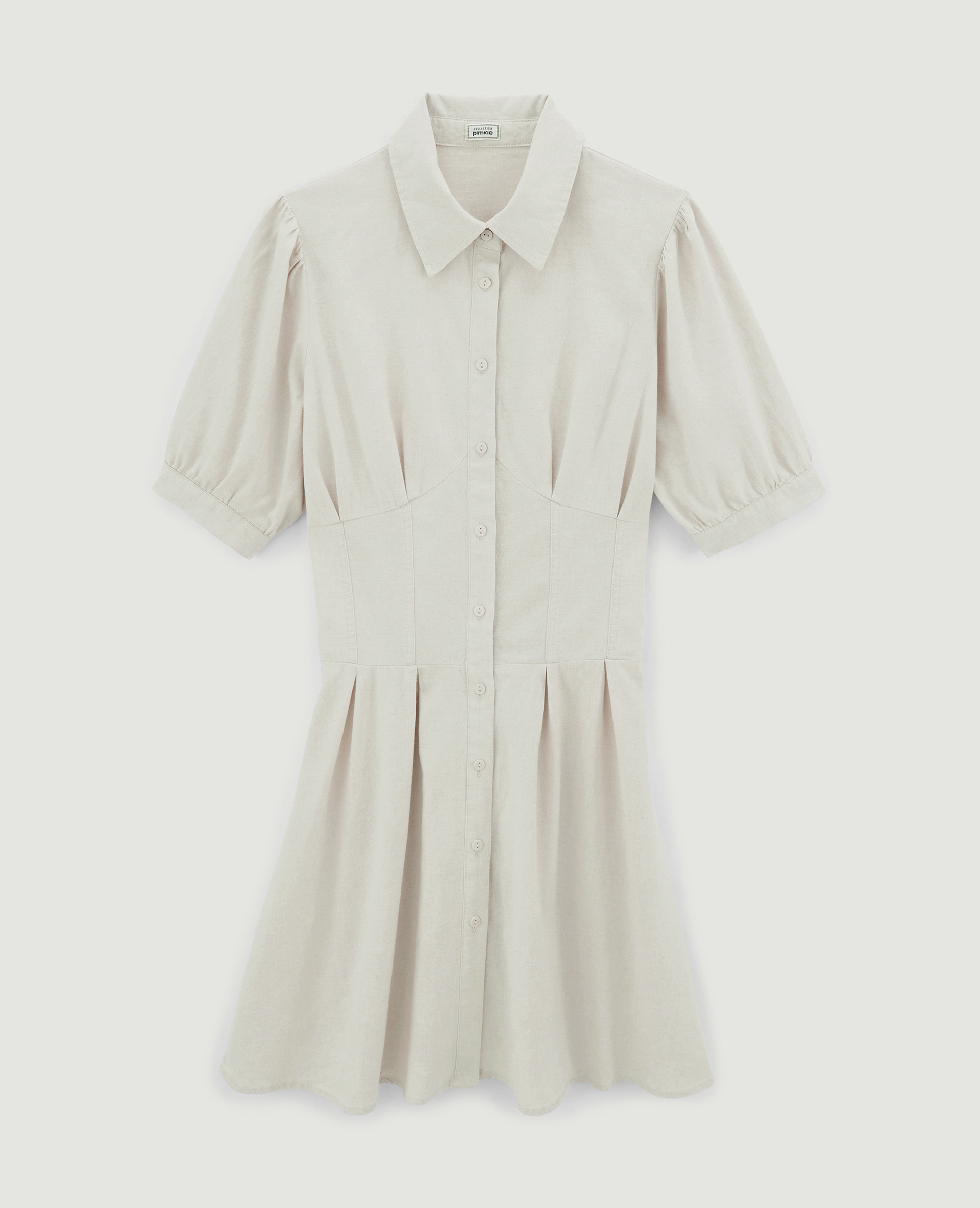 Robe cintrée et boutonnée avec lin sable - Pimkie