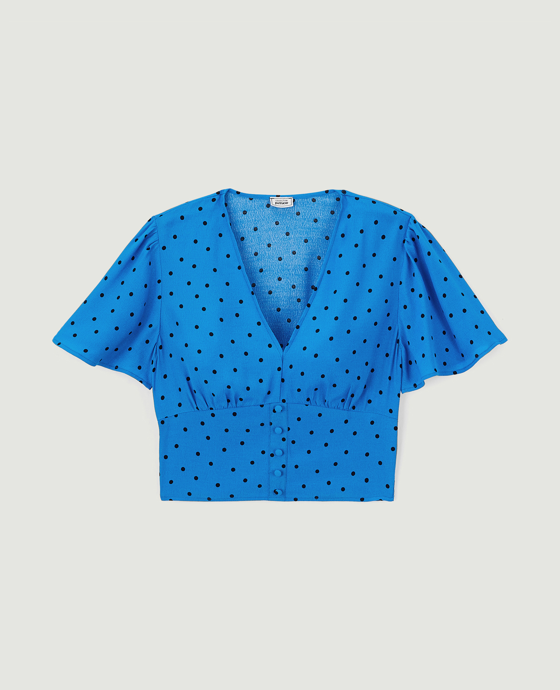 Blouse courte manches papillon bleu électrique - Pimkie