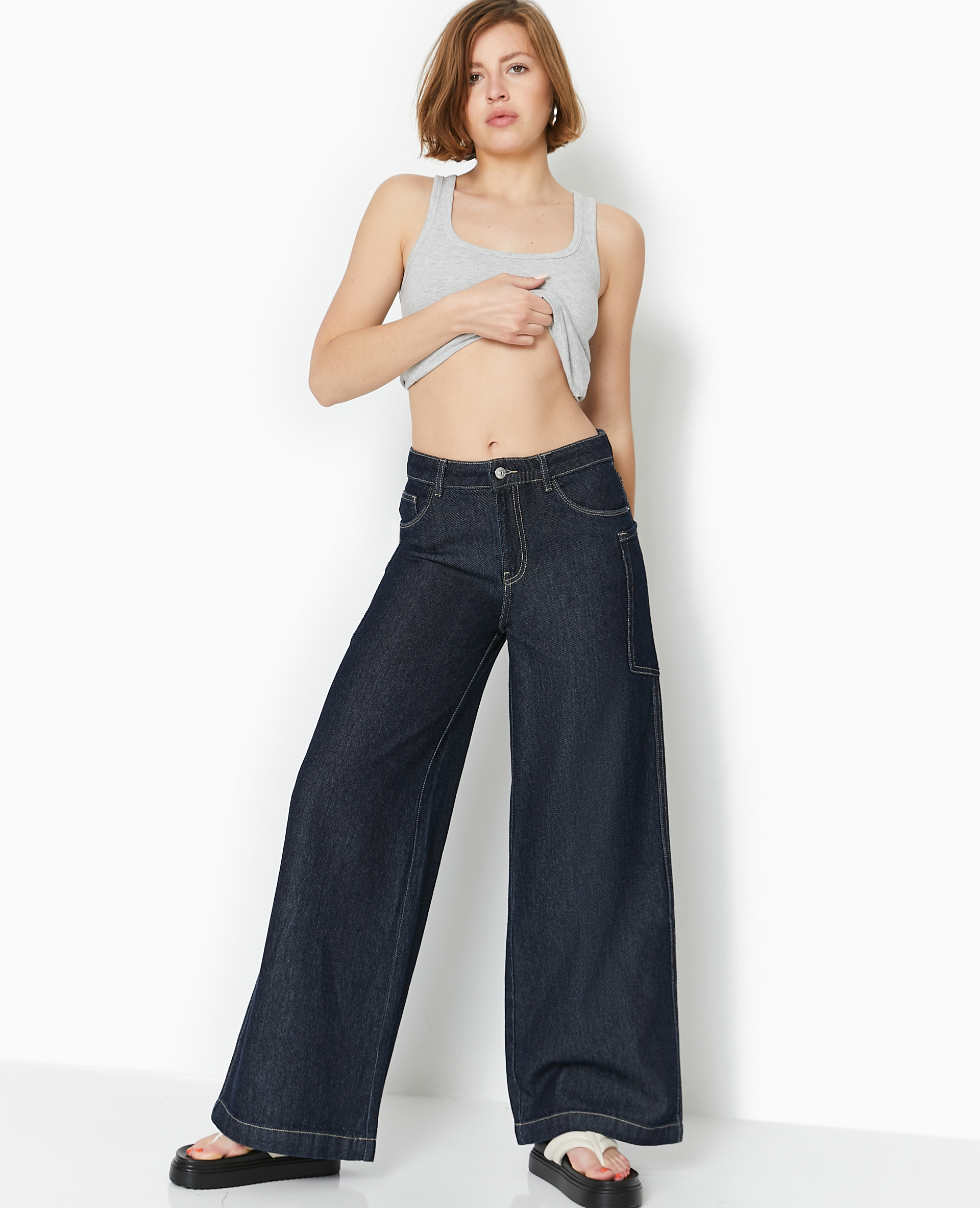 Jean wide avec poches cotes taille regular Pimkie