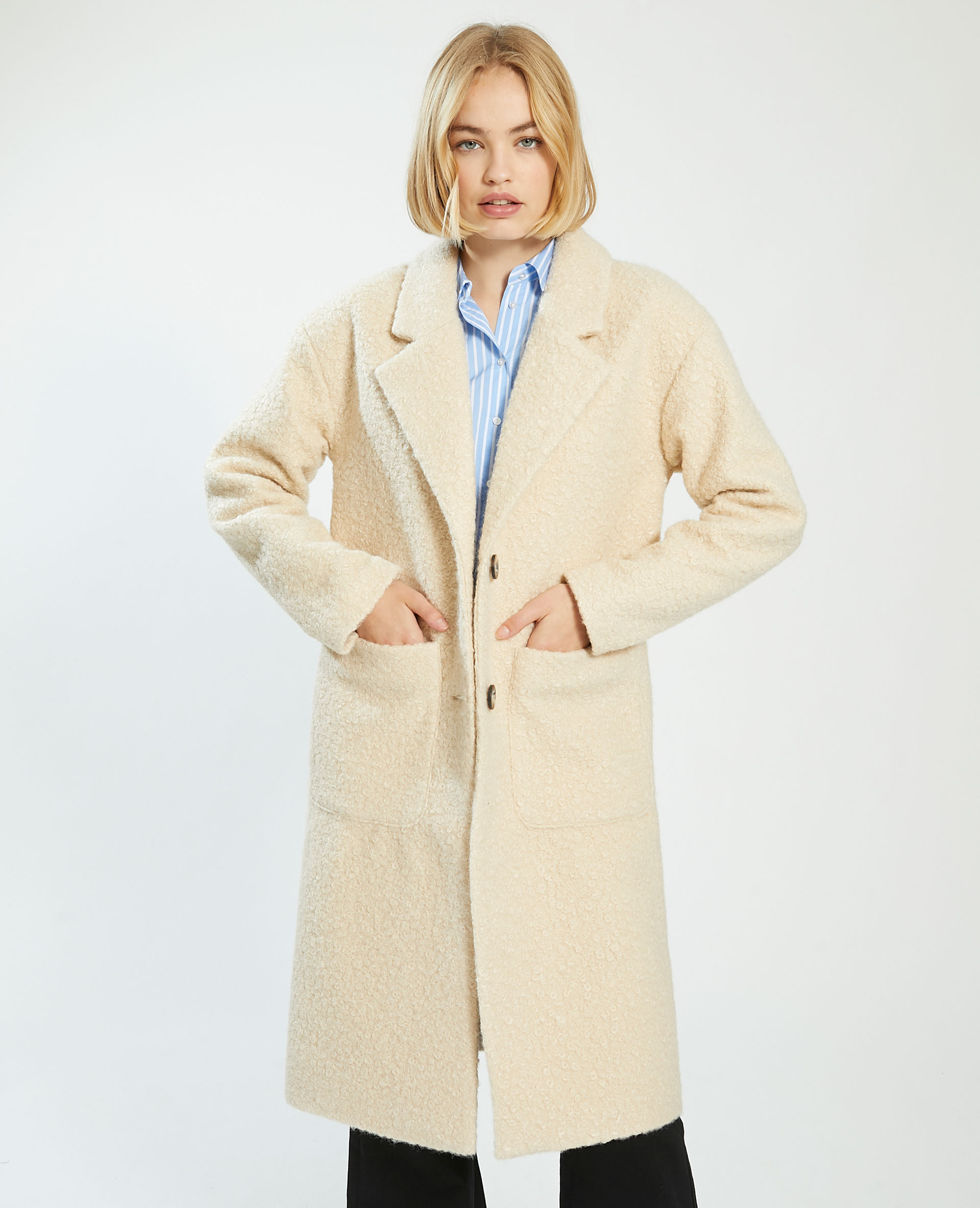 Manteau long bouclettes