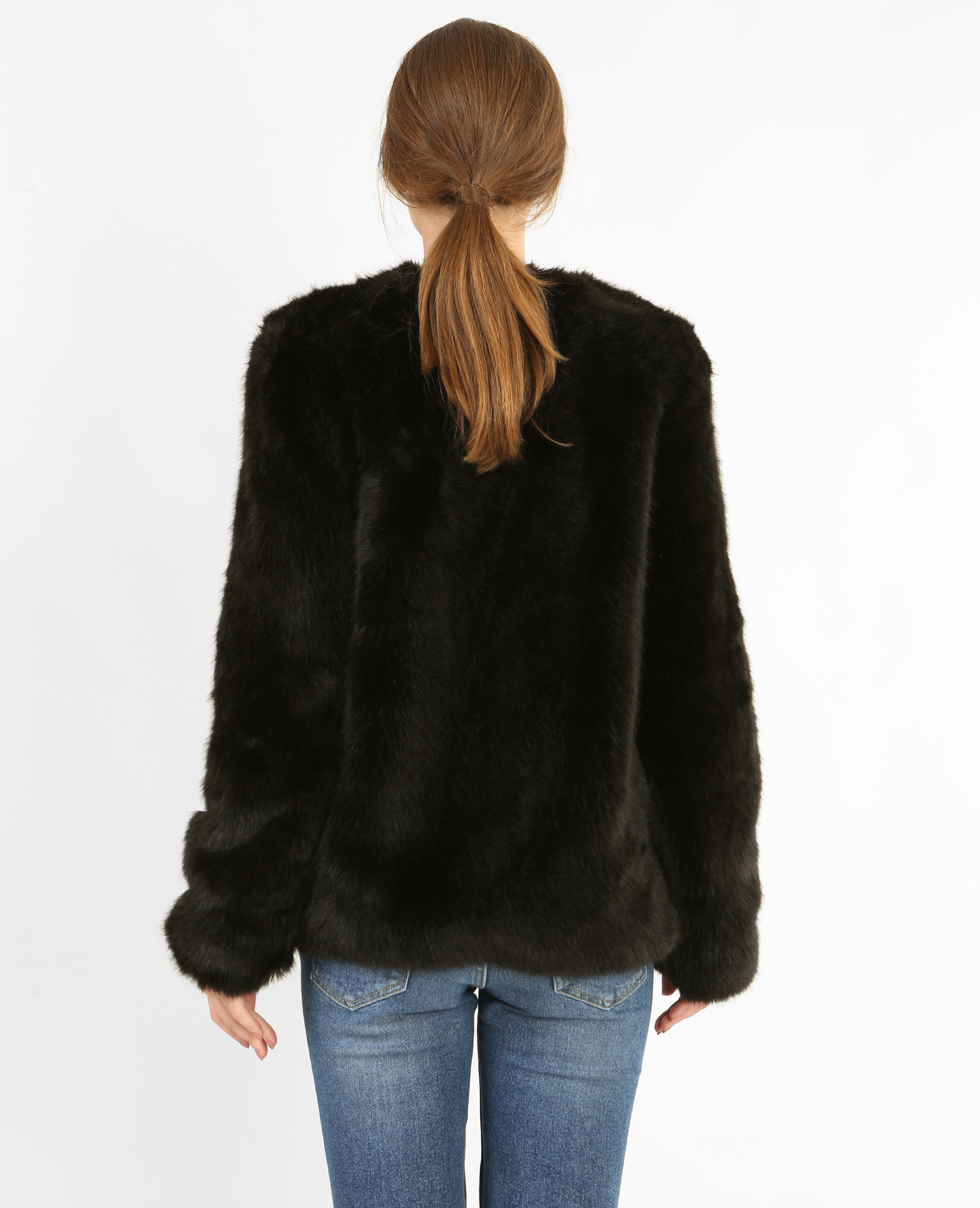 Veste fausse fourrure noir - Pimkie