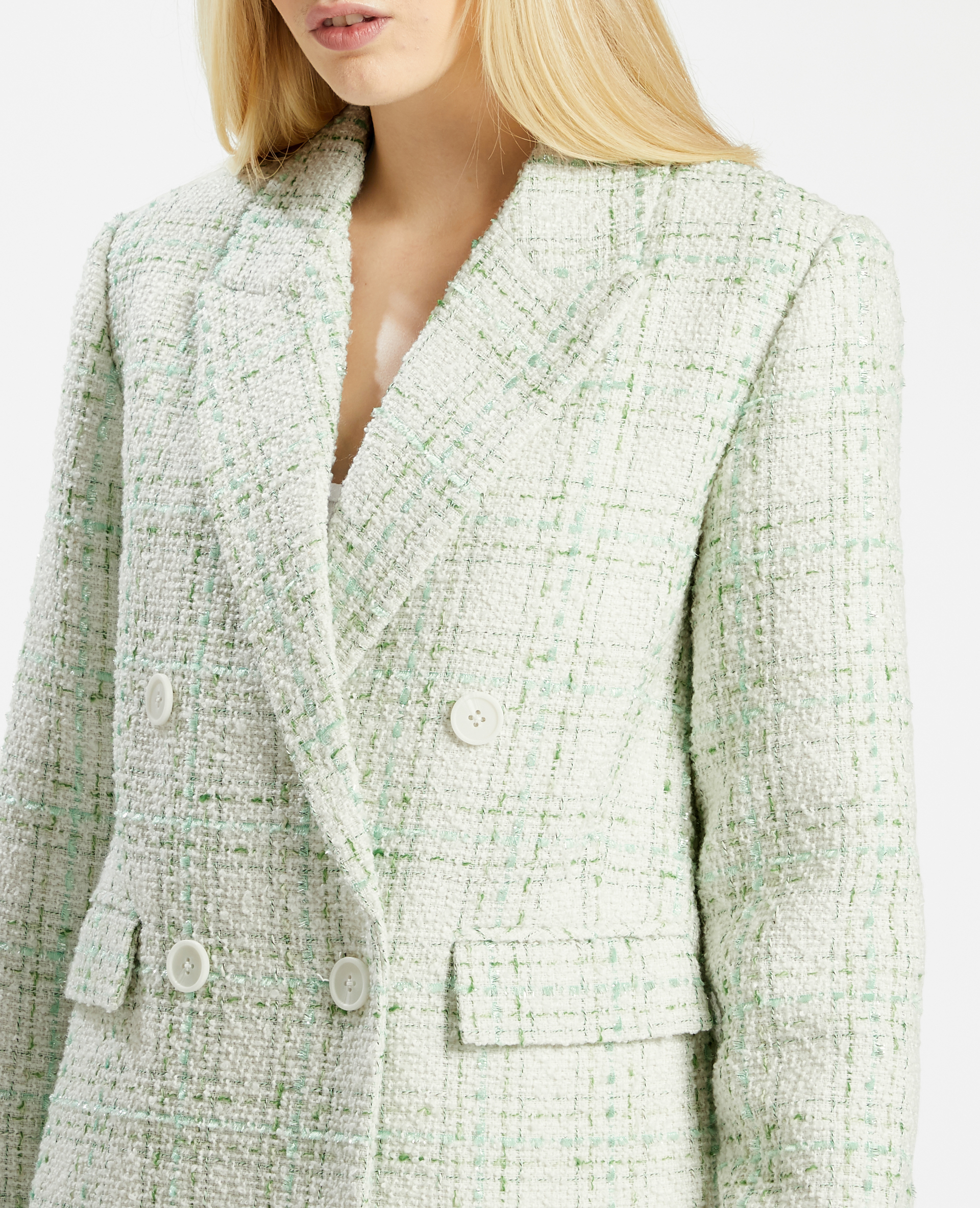 Veste blazer tweed blanc - Pimkie