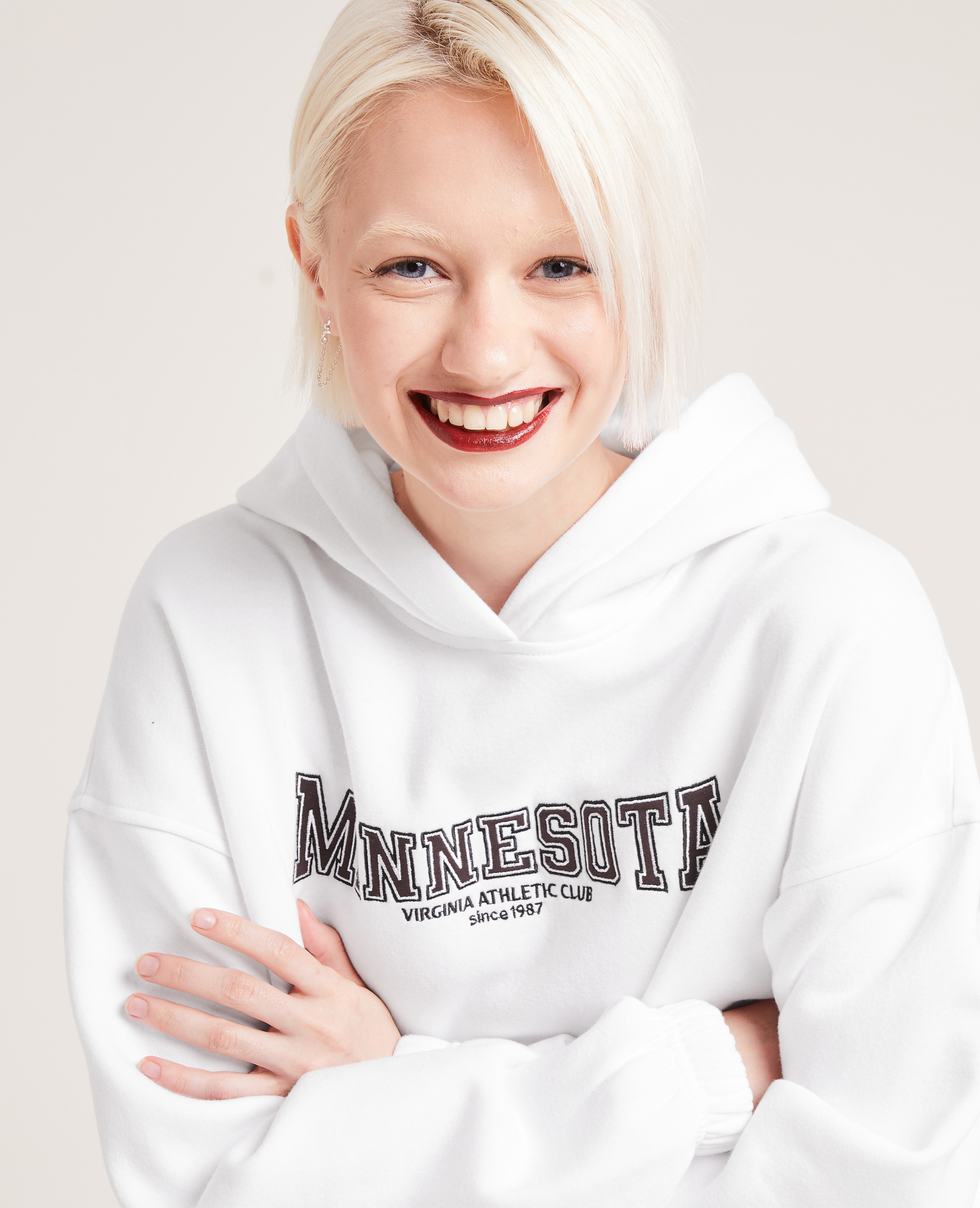 Sweat en molleton cropped blanc - Pimkie