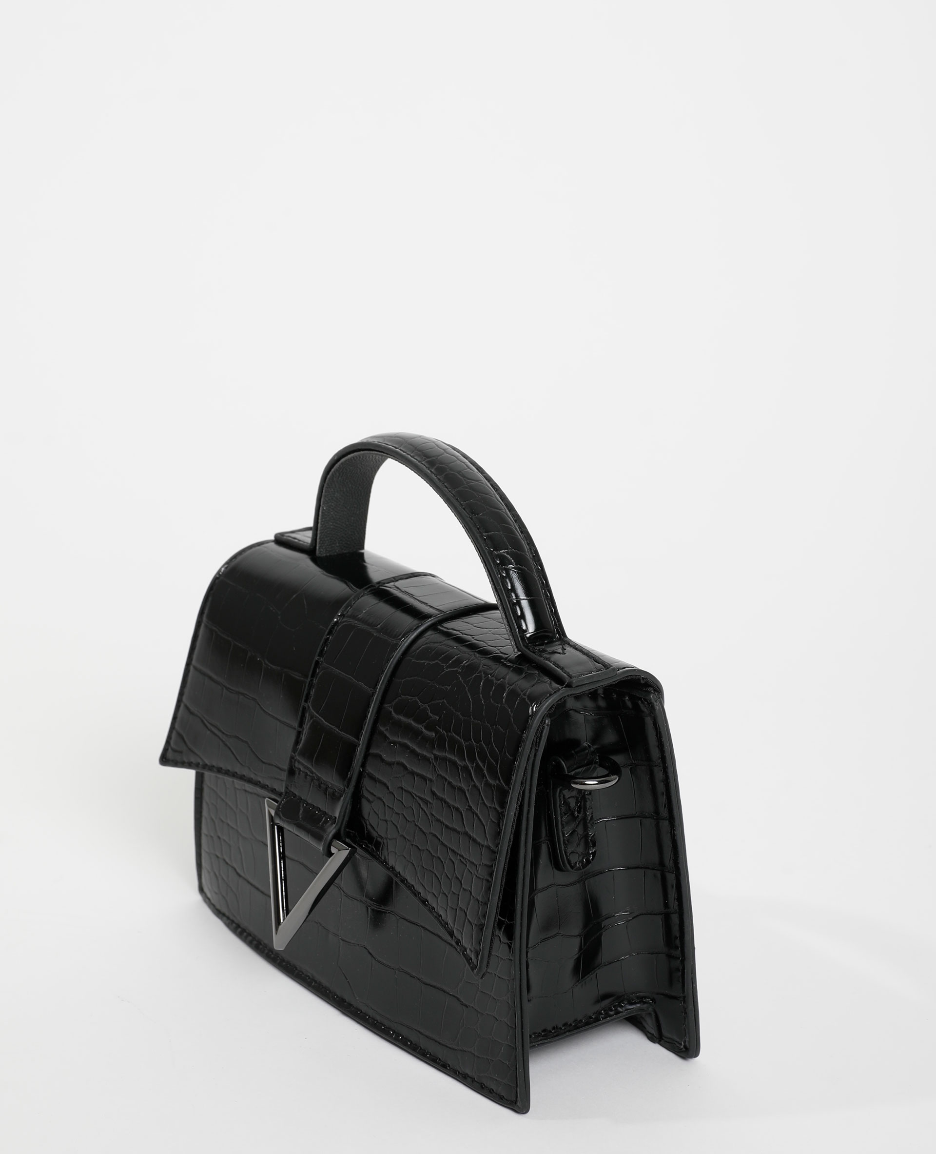 Sac boxy effet croco noir - Pimkie