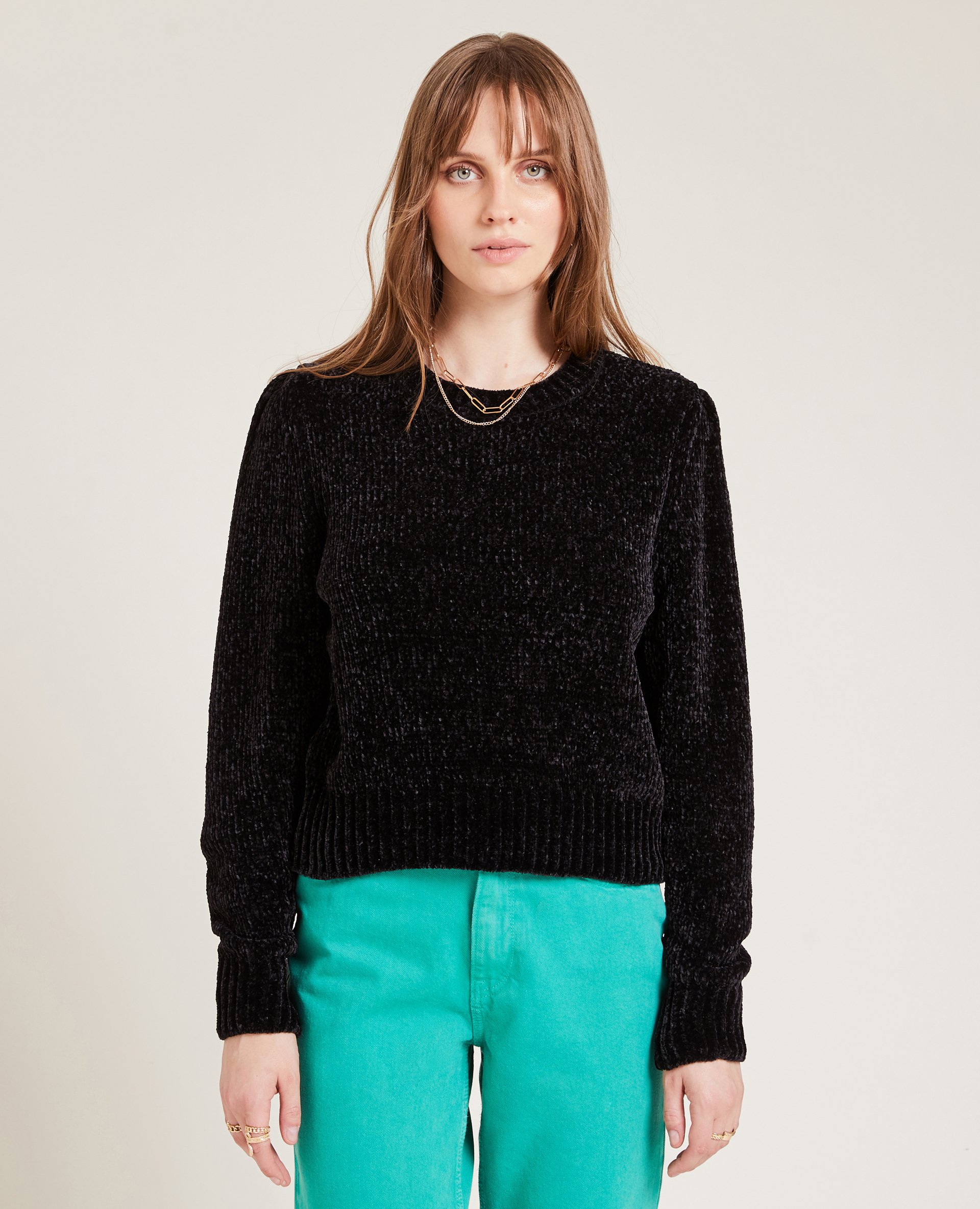 Pull en maille chenille noir - Pimkie