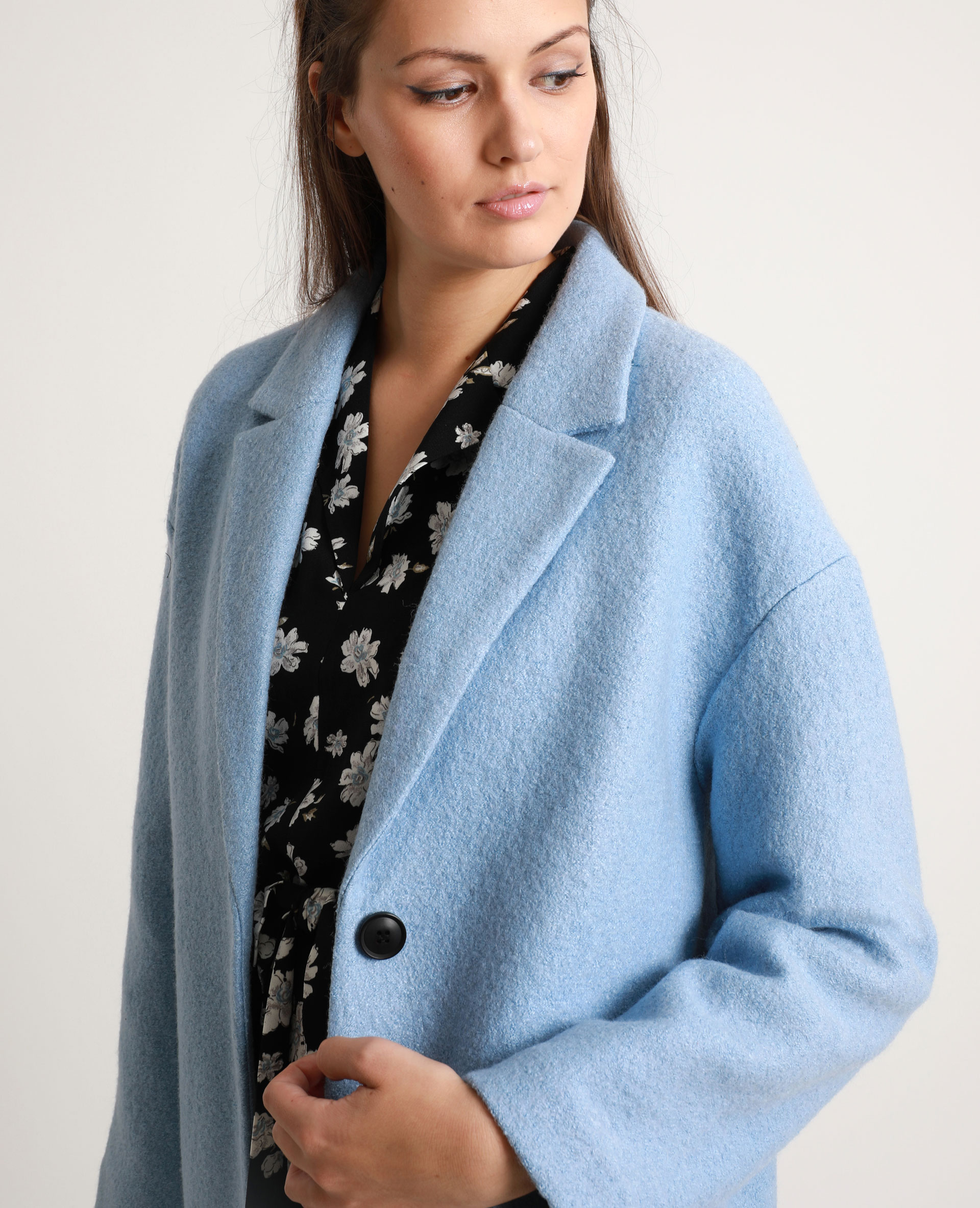 manteau en laine femme bleu