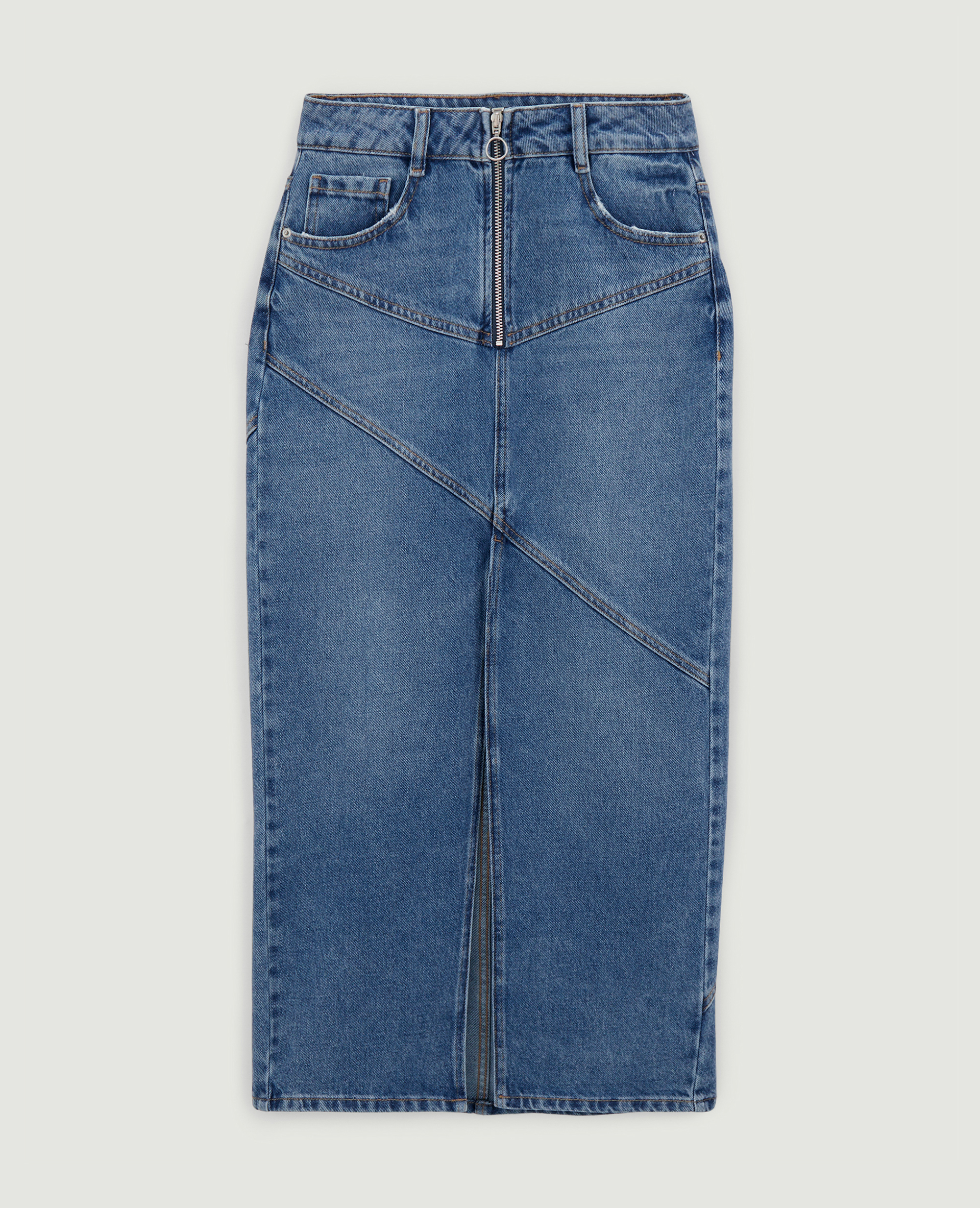 Jupe longue en jean bleu - Pimkie