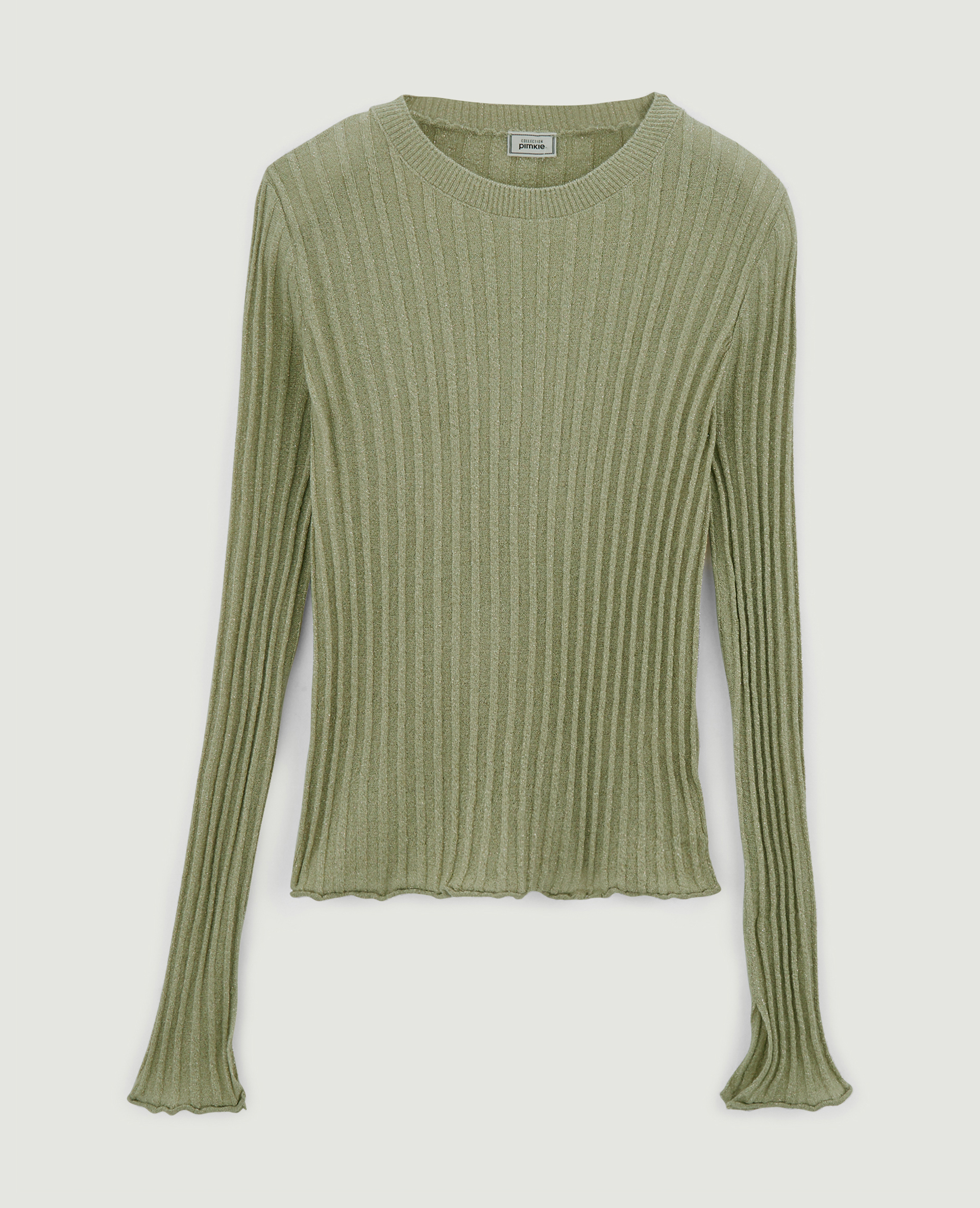 Pull léger avec fils métallisés vert de gris - Pimkie