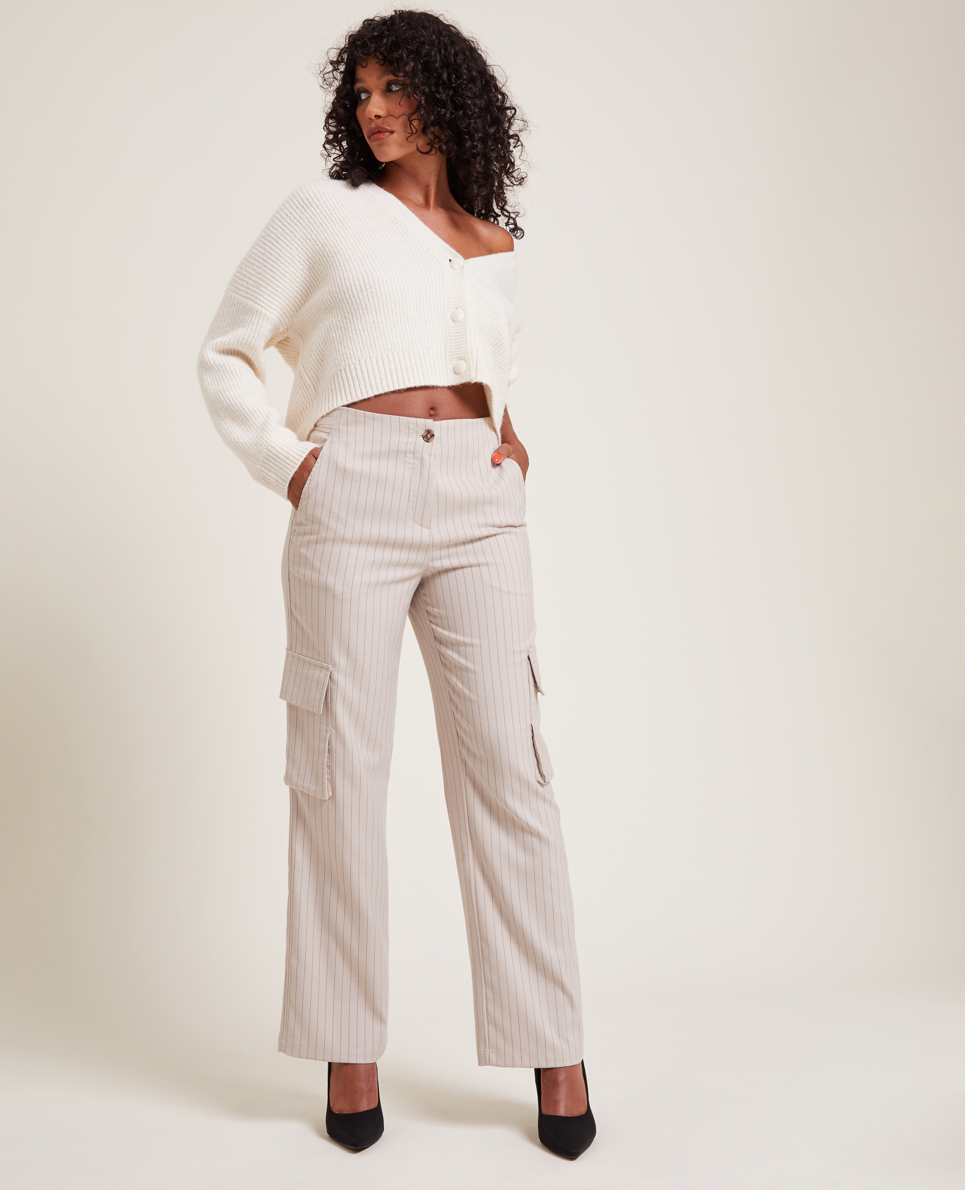 Pantalon large cargo beige - Pimkie