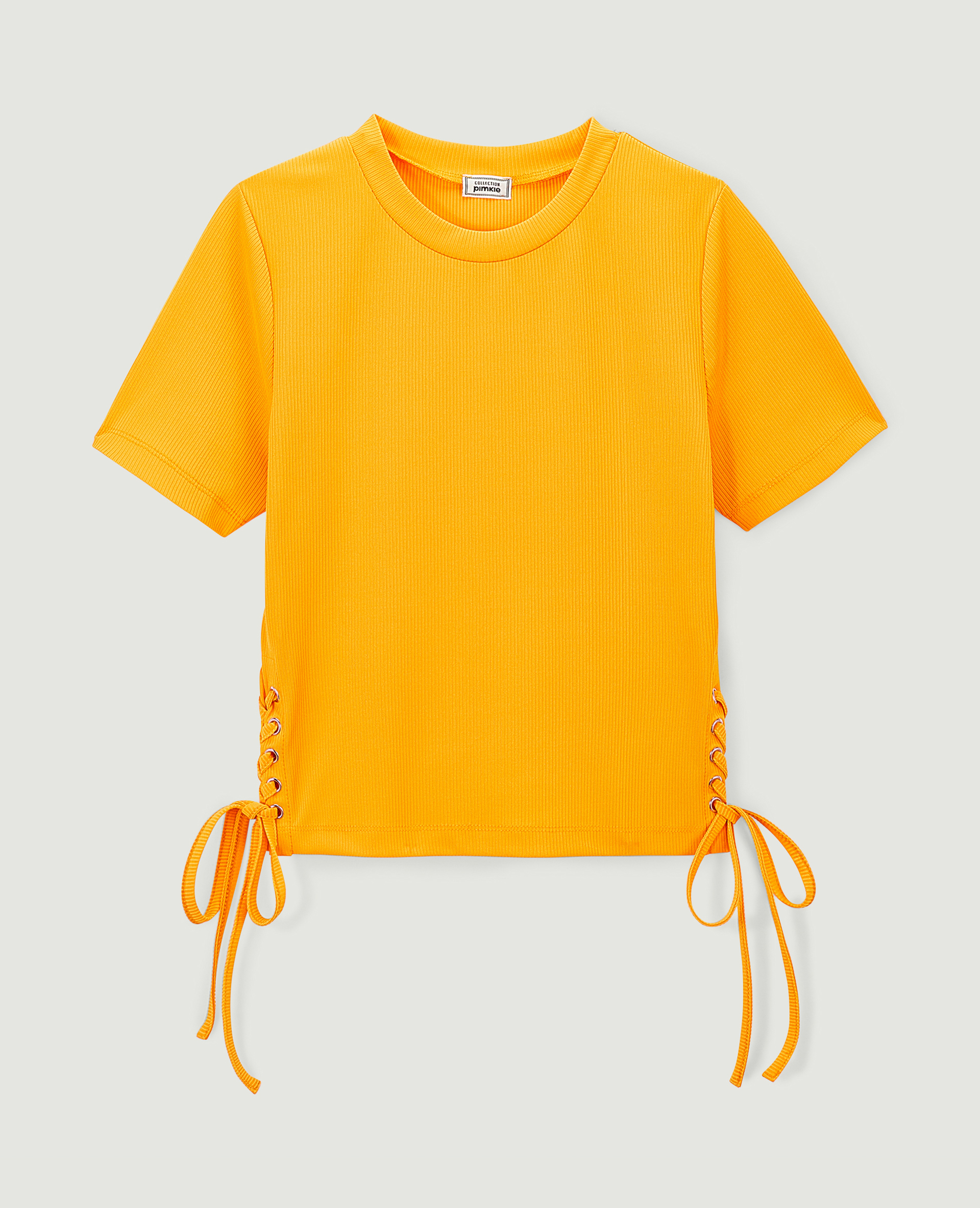 T-shirt à laçages orange - Pimkie