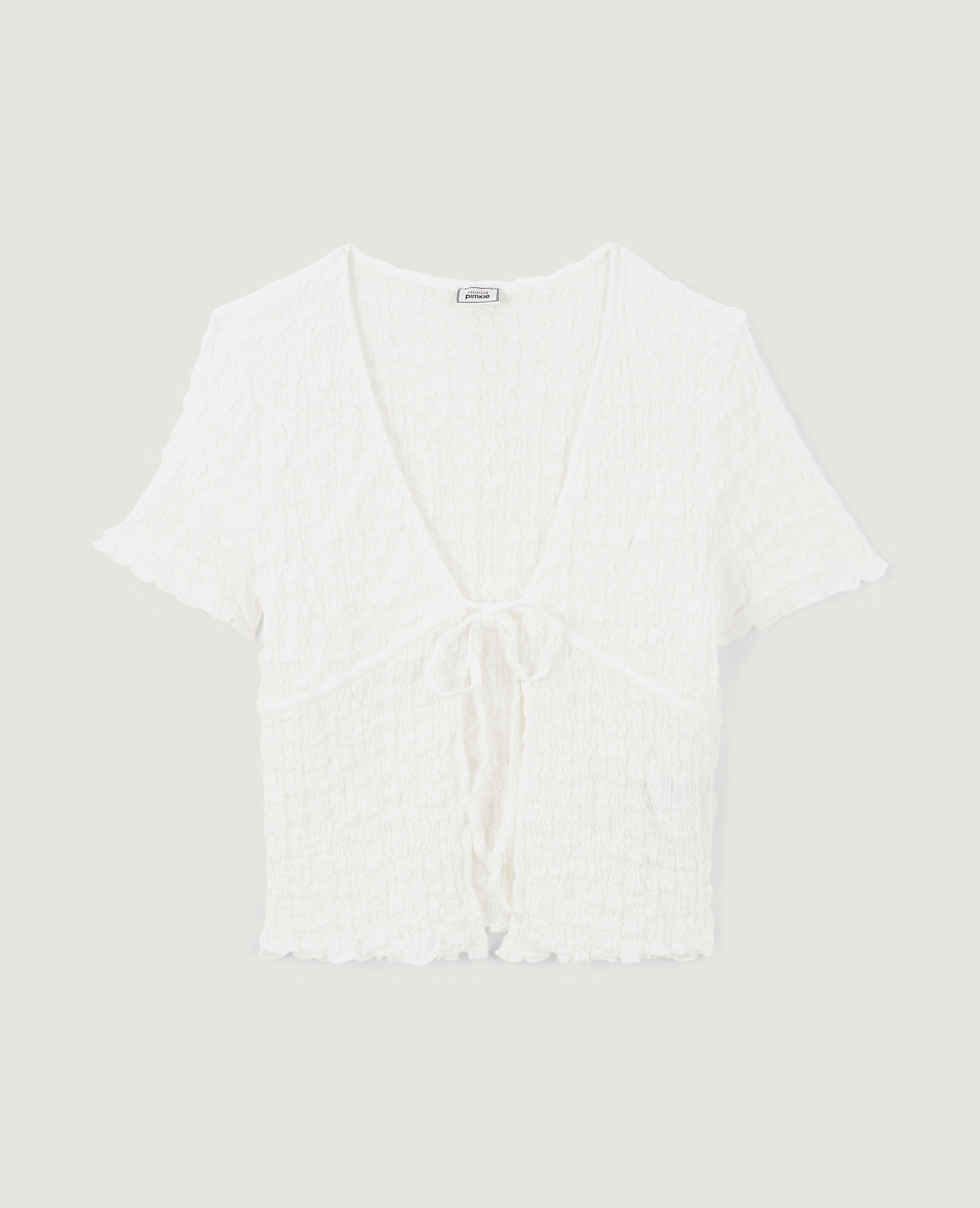 Top en maille gaufrée avec nouette blanc - Pimkie
