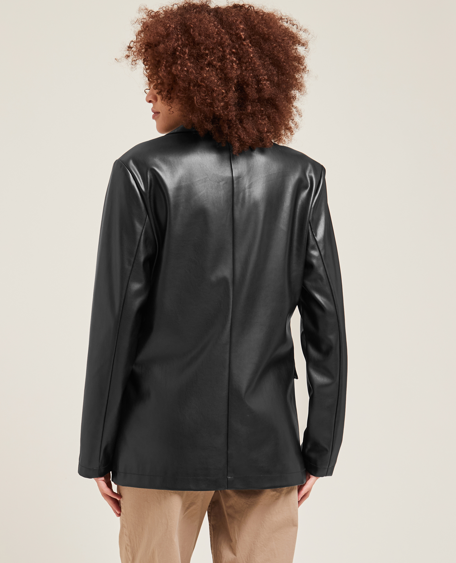 Veste blazer en simili cuir noir - Pimkie